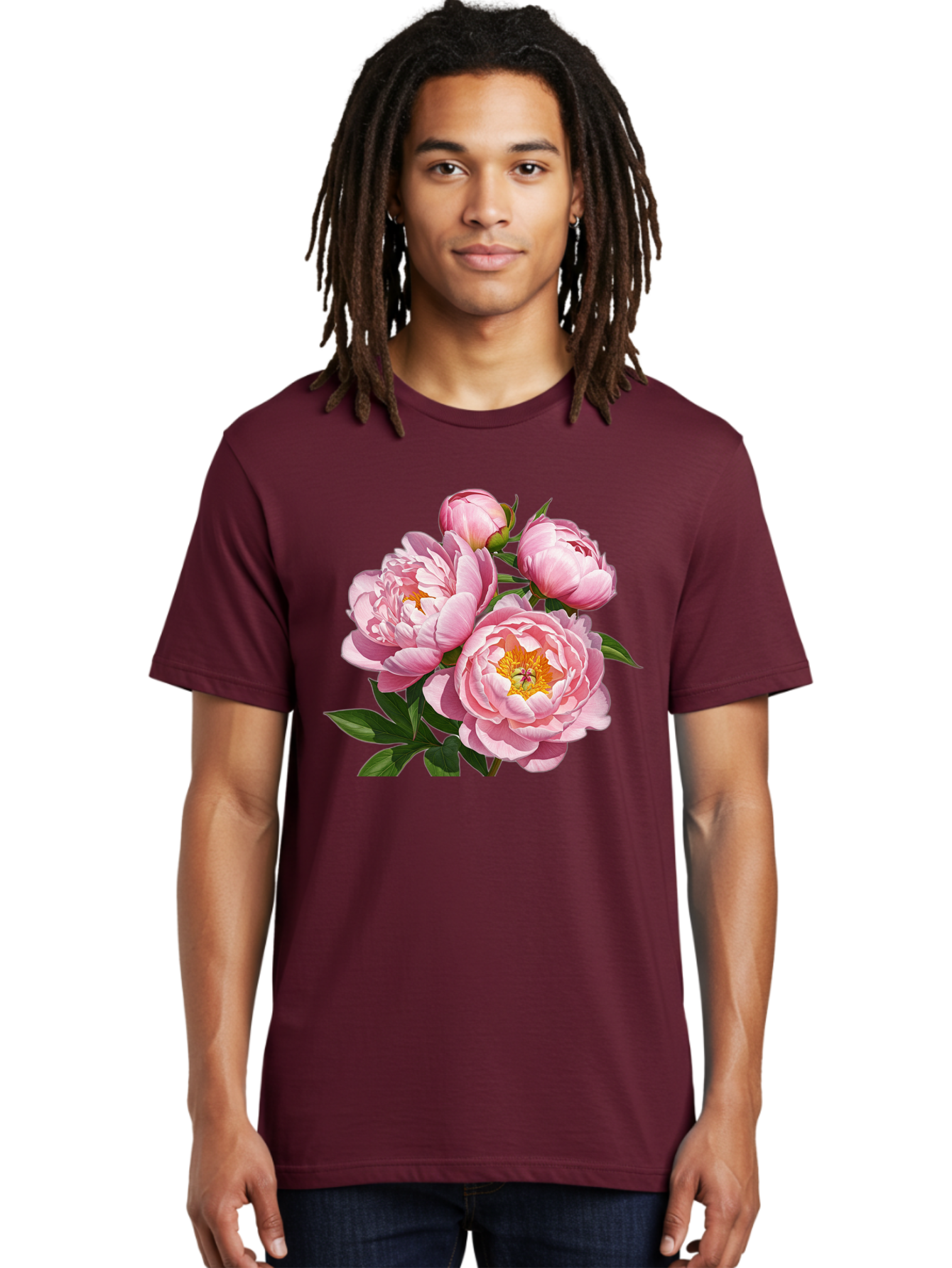 Pink-Peonies-2 Men'S Graphic Tee, 100% Cotton, Comfortable Casual Summer Wear, Machine Washable, Vintage Camera, Old Camera, Antique Camera, Black Camera, Classic Photography, Photography Equipment, Nostalgic Device, Film Camera, Camera Art Bal136