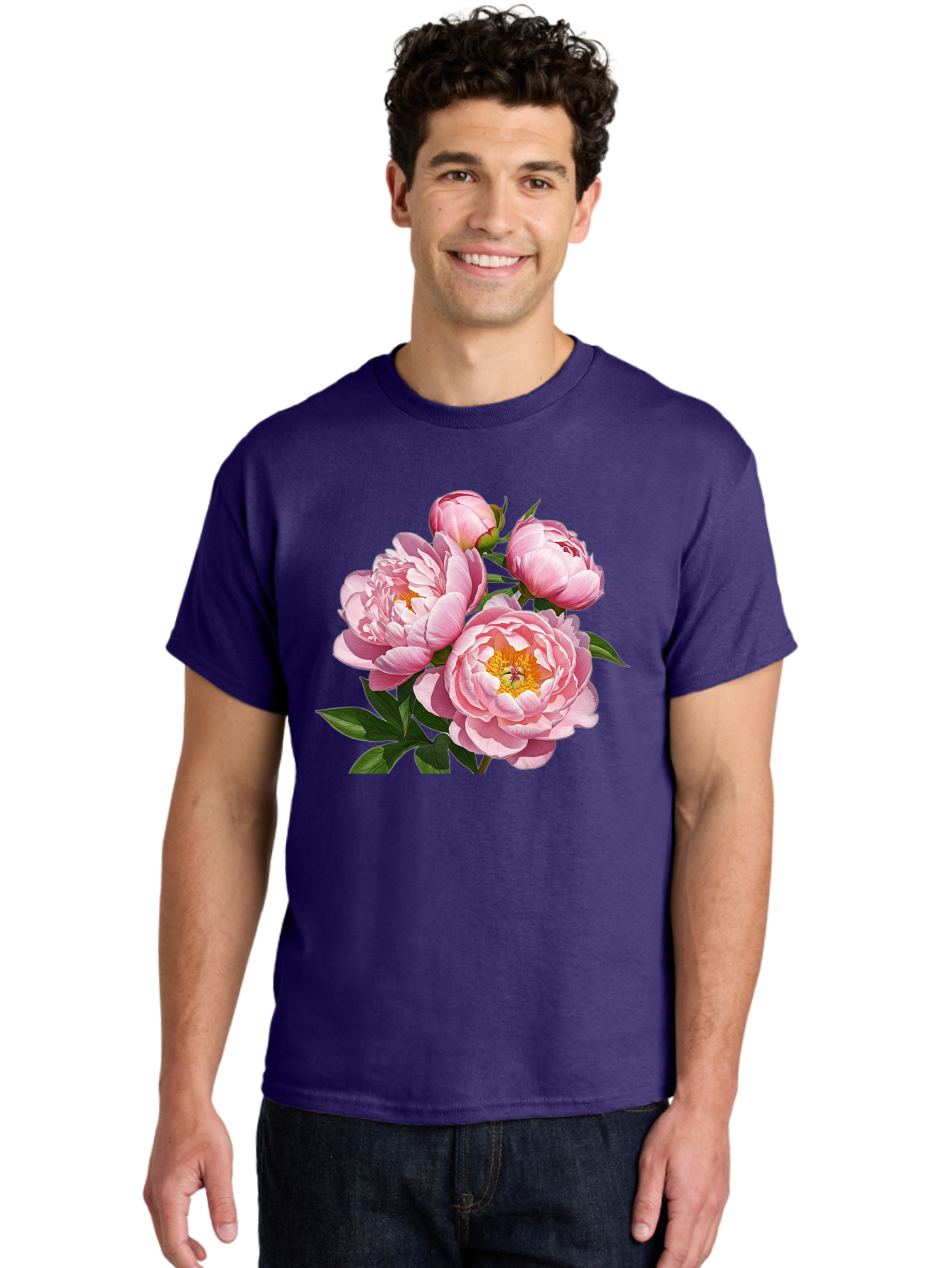 Pink-Peonies-2 Men'S Graphic Tee, 100% Cotton, Comfortable Casual Summer Wear, Machine Washable, Vintage Camera, Old Camera, Antique Camera, Black Camera, Classic Photography, Photography Equipment, Nostalgic Device, Film Camera, Camera Art Bal136