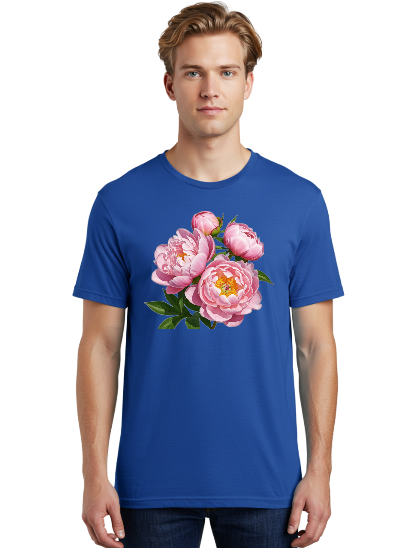 Pink-Peonies-2 Men'S Graphic Tee, 100% Cotton, Comfortable Casual Summer Wear, Machine Washable, Vintage Camera, Old Camera, Antique Camera, Black Camera, Classic Photography, Photography Equipment, Nostalgic Device, Film Camera, Camera Art Bal136