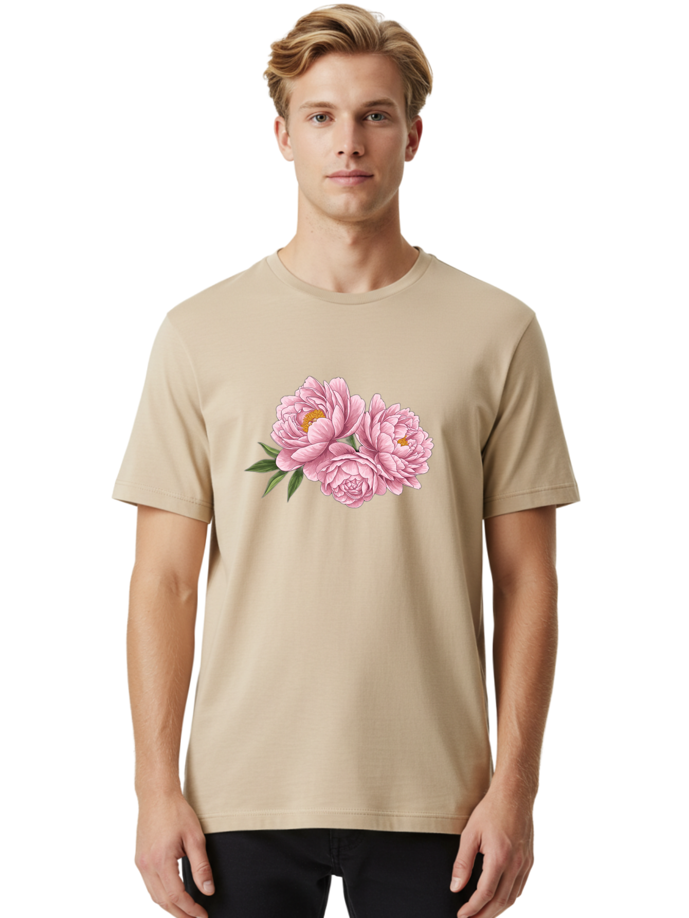 Pink-Peonies-6 Men'S Graphic Tee, 100% Cotton, Comfortable Casual Summer Wear, Machine Washable, Vintage Camera, Old Camera, Antique Camera, Black Camera, Classic Photography, Photography Equipment, Nostalgic Device, Film Camera, Camera Art Bal140