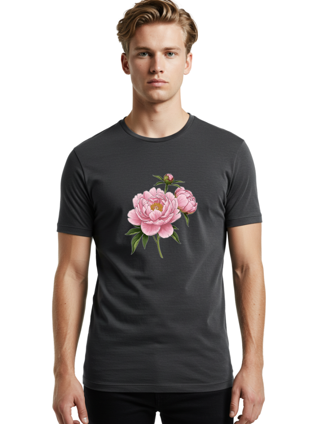 Pink-Peony-Flowers Men'S Graphic Tee, 100% Cotton, Comfortable Casual Summer Wear, Machine Washable, Vintage Camera, Old Camera, Antique Camera, Black Camera, Classic Photography, Photography Equipment, Nostalgic Device, Film Camera, Bal142