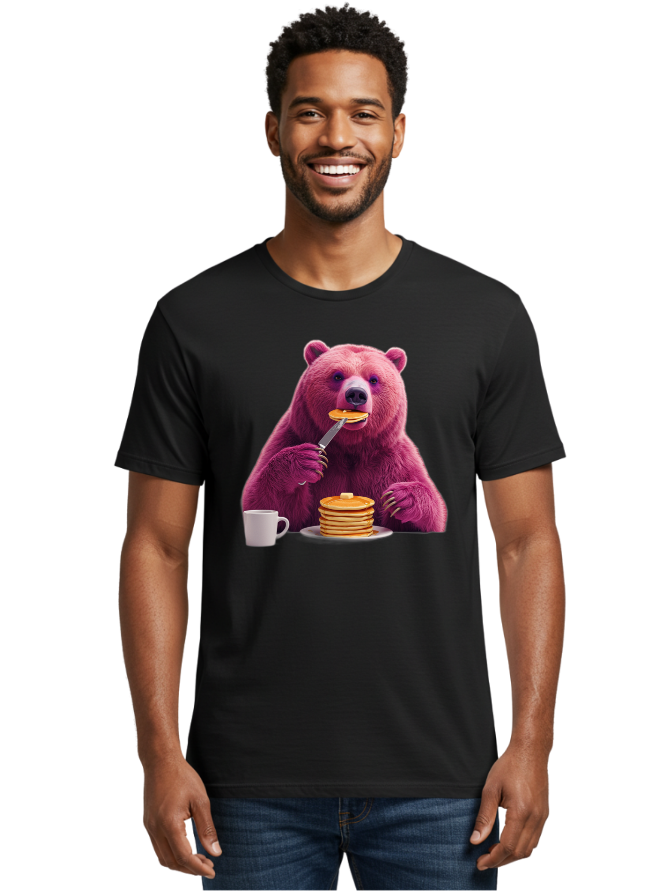 Purple-Bear-Eating-Pancake Men'S Graphic Tee, 100% Cotton, Comfortable Casual Summer Wear, Machine Washable, Vintage Camera, Old Camera, Antique Camera, Black Camera, Classic Photography, Photography Equipment, Nostalgic Device, Film Camera, Bal176