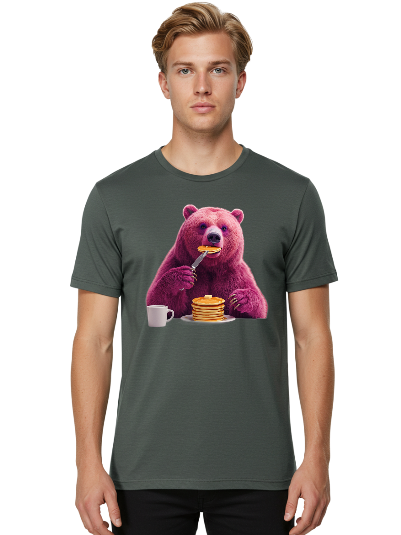 Purple-Bear-Eating-Pancake Men'S Graphic Tee, 100% Cotton, Comfortable Casual Summer Wear, Machine Washable, Vintage Camera, Old Camera, Antique Camera, Black Camera, Classic Photography, Photography Equipment, Nostalgic Device, Film Camera, Bal176
