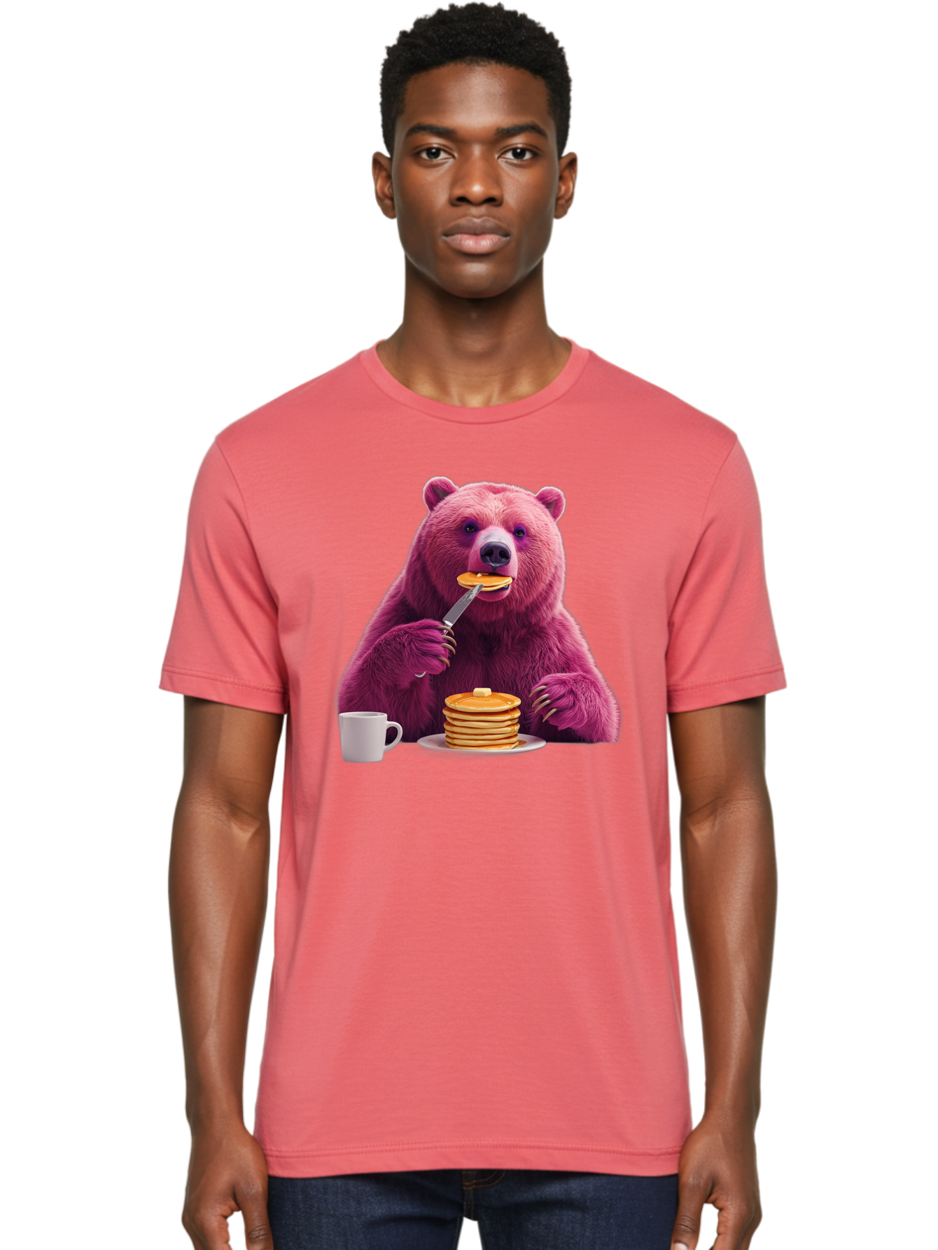 Purple-Bear-Eating-Pancake Men'S Graphic Tee, 100% Cotton, Comfortable Casual Summer Wear, Machine Washable, Vintage Camera, Old Camera, Antique Camera, Black Camera, Classic Photography, Photography Equipment, Nostalgic Device, Film Camera, Bal176