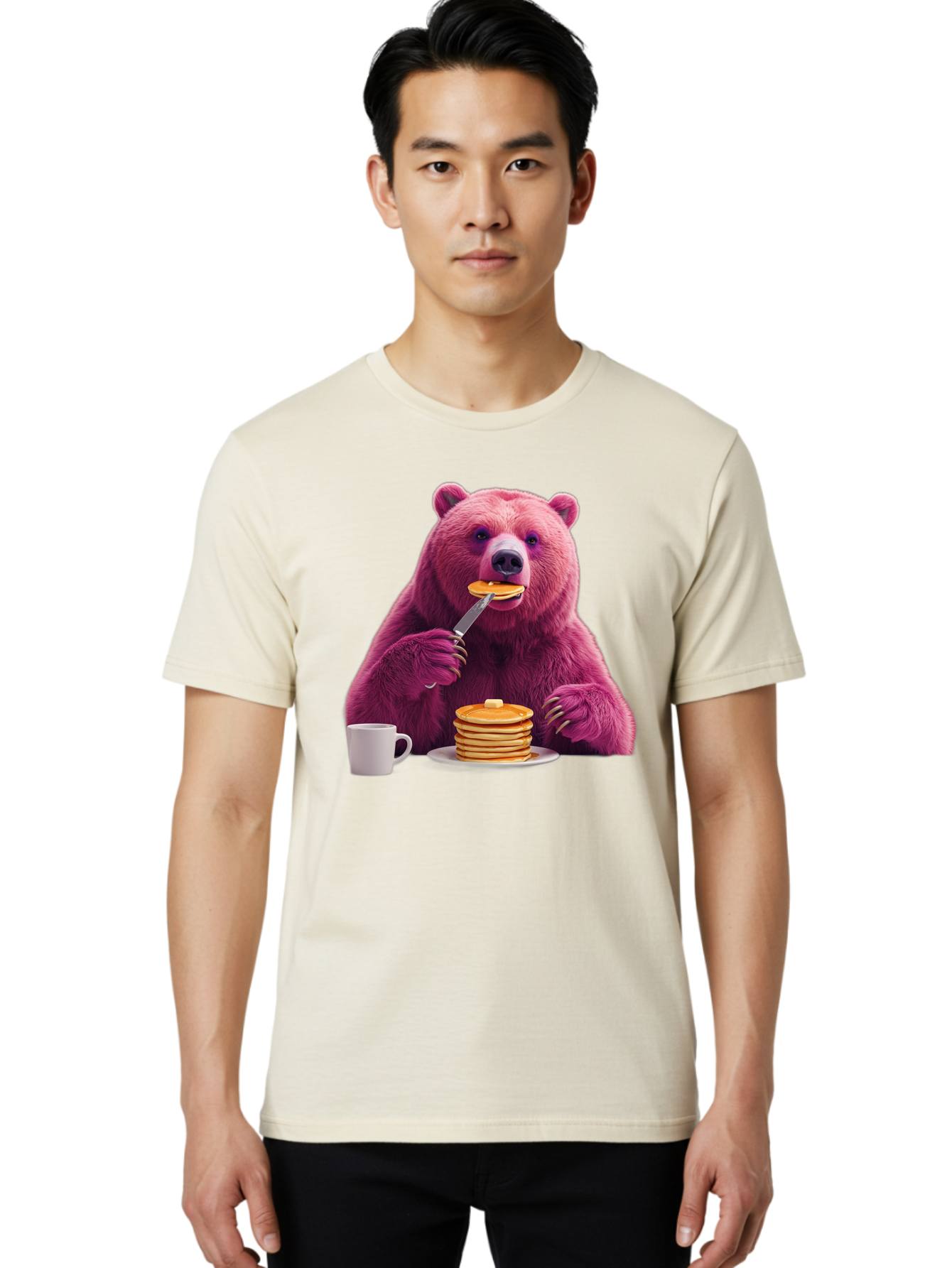 Purple-Bear-Eating-Pancake Men'S Graphic Tee, 100% Cotton, Comfortable Casual Summer Wear, Machine Washable, Vintage Camera, Old Camera, Antique Camera, Black Camera, Classic Photography, Photography Equipment, Nostalgic Device, Film Camera, Bal176