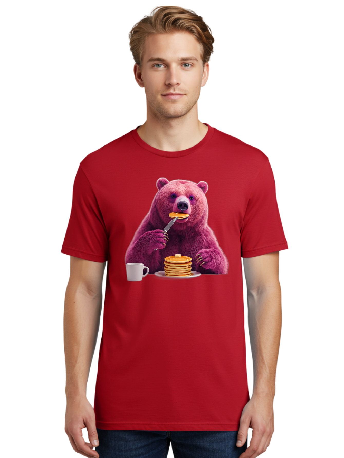 Purple-Bear-Eating-Pancake Men'S Graphic Tee, 100% Cotton, Comfortable Casual Summer Wear, Machine Washable, Vintage Camera, Old Camera, Antique Camera, Black Camera, Classic Photography, Photography Equipment, Nostalgic Device, Film Camera, Bal176