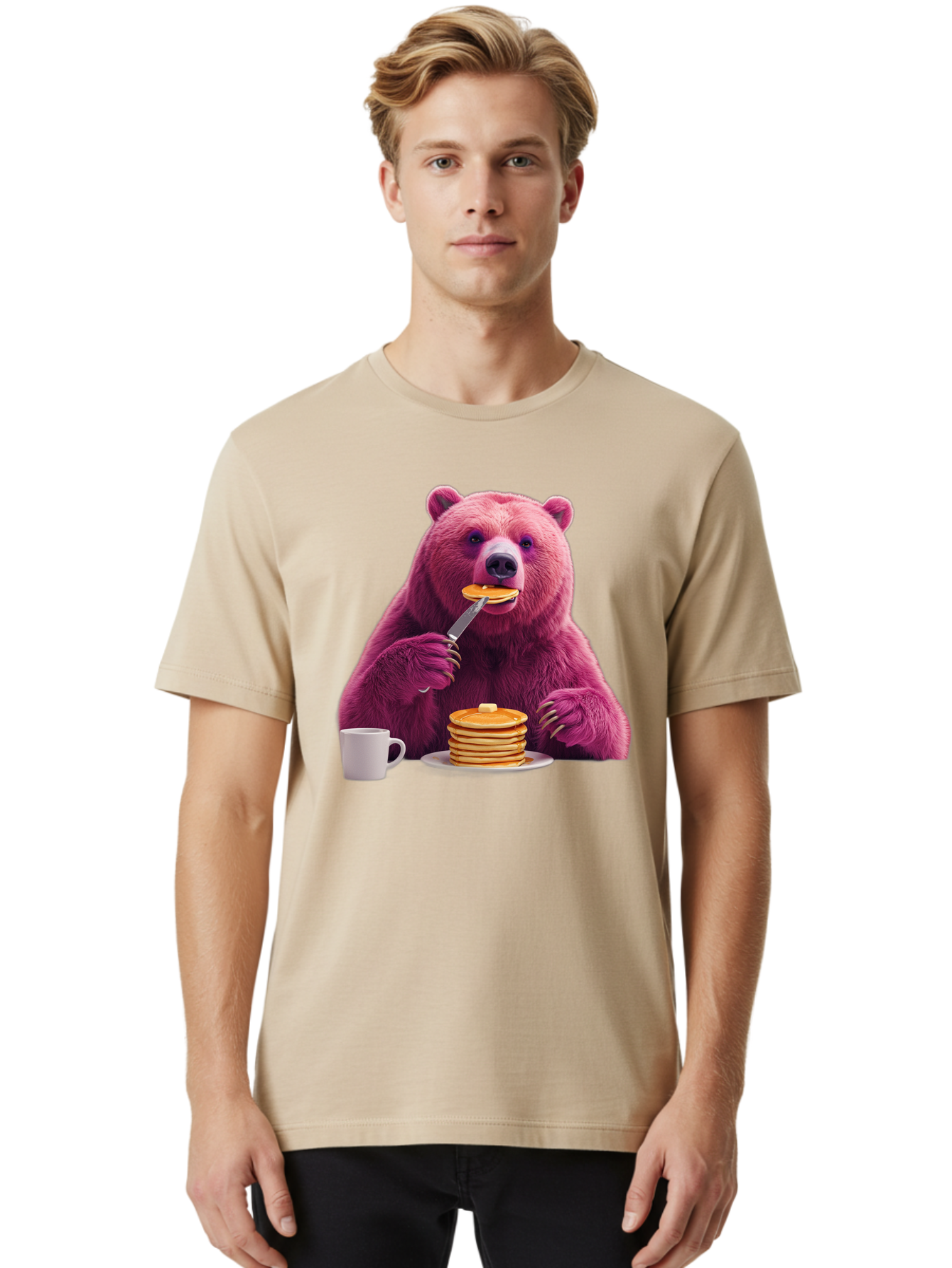 Purple-Bear-Eating-Pancake Men'S Graphic Tee, 100% Cotton, Comfortable Casual Summer Wear, Machine Washable, Vintage Camera, Old Camera, Antique Camera, Black Camera, Classic Photography, Photography Equipment, Nostalgic Device, Film Camera, Bal176