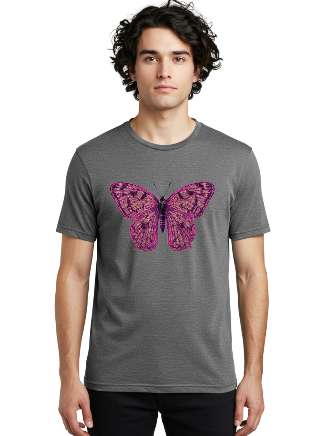 Purple-Butterfly-1 Men'S Graphic Tee, 100% Cotton, Comfortable Casual Summer Wear, Machine Washable, Vintage Camera, Old Camera, Antique Camera, Black Camera, Classic Photography, Photography Equipment, Nostalgic Device, Film Camera, Bal177