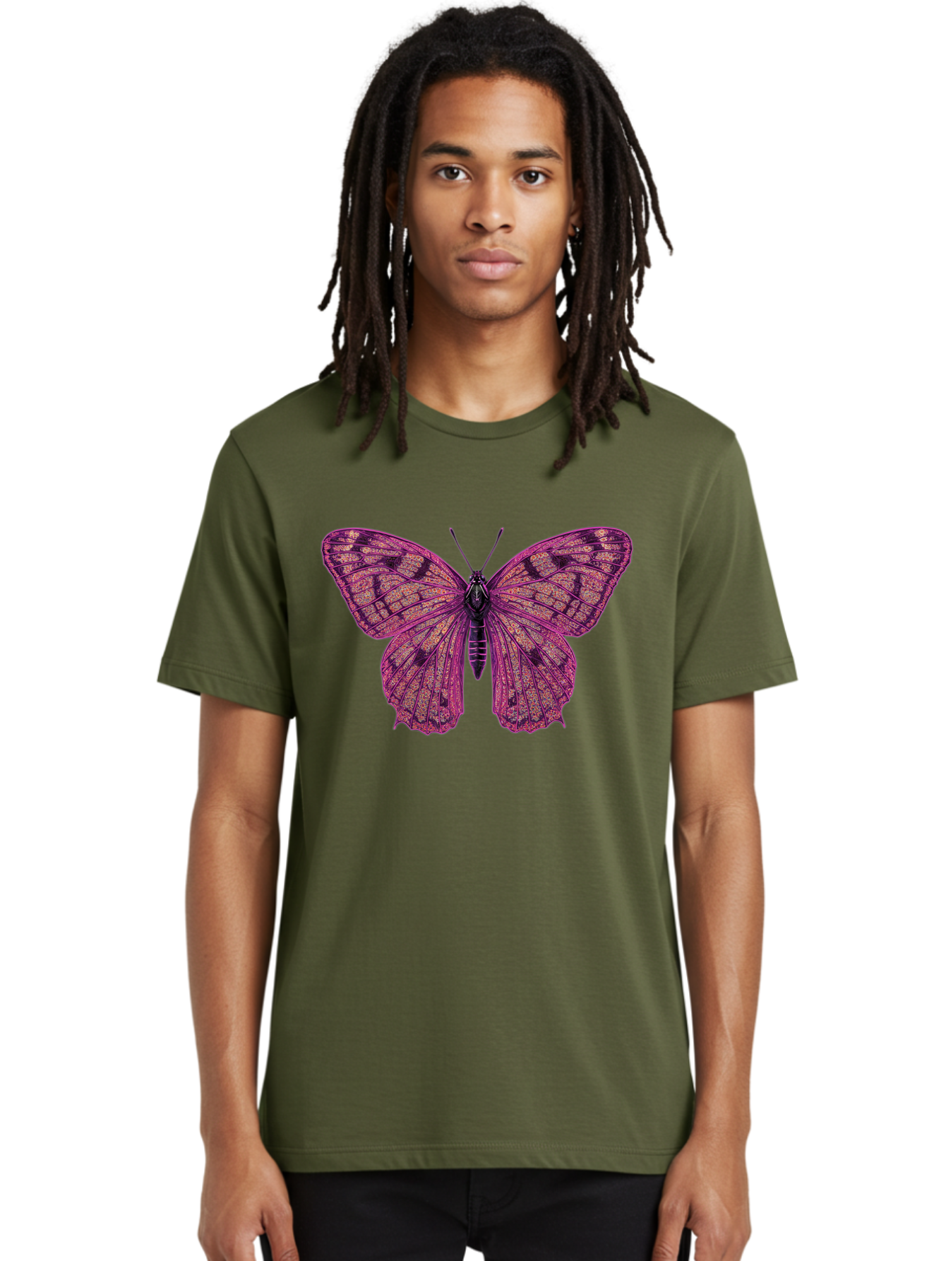 Purple-Butterfly-1 Men'S Graphic Tee, 100% Cotton, Comfortable Casual Summer Wear, Machine Washable, Vintage Camera, Old Camera, Antique Camera, Black Camera, Classic Photography, Photography Equipment, Nostalgic Device, Film Camera, Bal177