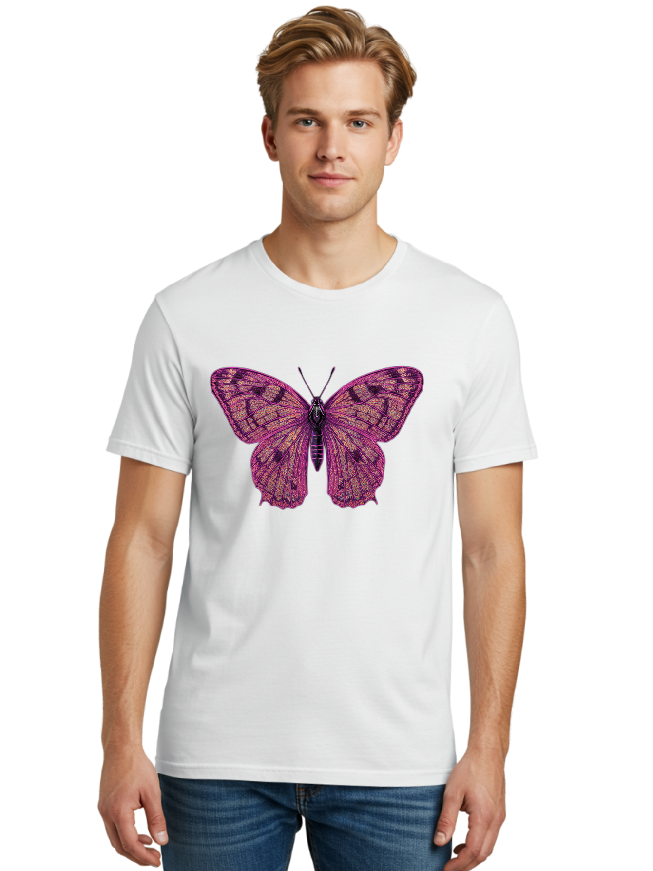 Purple-Butterfly-1 Men'S Graphic Tee, 100% Cotton, Comfortable Casual Summer Wear, Machine Washable, Vintage Camera, Old Camera, Antique Camera, Black Camera, Classic Photography, Photography Equipment, Nostalgic Device, Film Camera, Bal177