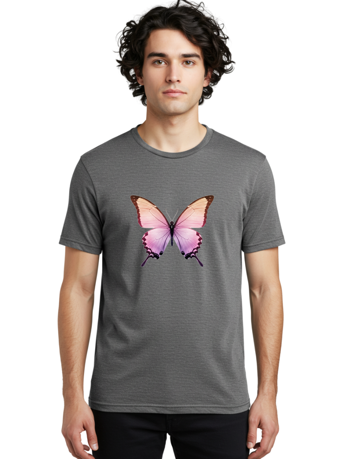 Purple-Butterfly Men'S Graphic Tee, 100% Cotton, Comfortable Casual Summer Wear, Machine Washable, Vintage Camera, Old Camera, Antique Camera, Black Camera, Classic Photography, Photography Equipment, Nostalgic Device, Film Camera, Camera Art Bal178