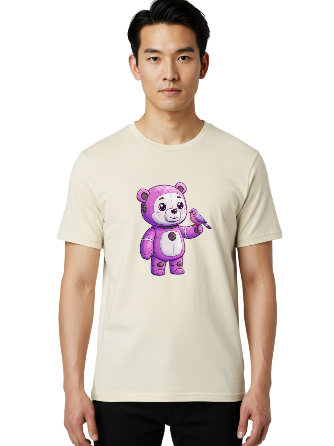 Purple-Robot-Bear Men'S Graphic Tee, 100% Cotton, Comfortable Casual Summer Wear, Machine Washable, Vintage Camera, Old Camera, Antique Camera, Black Camera, Classic Photography, Photography Equipment, Nostalgic Device, Film Camera, Camera Art Bal188