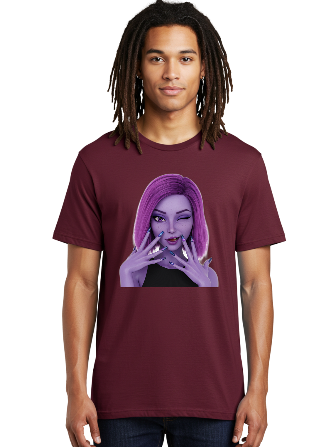 Purple-Woman-Portrait Men'S Graphic Tee, 100% Cotton, Comfortable Casual Summer Wear, Machine Washable, Vintage Camera, Old Camera, Antique Camera, Black Camera, Classic Photography, Photography Equipment, Nostalgic Device, Film Camera, Bal190