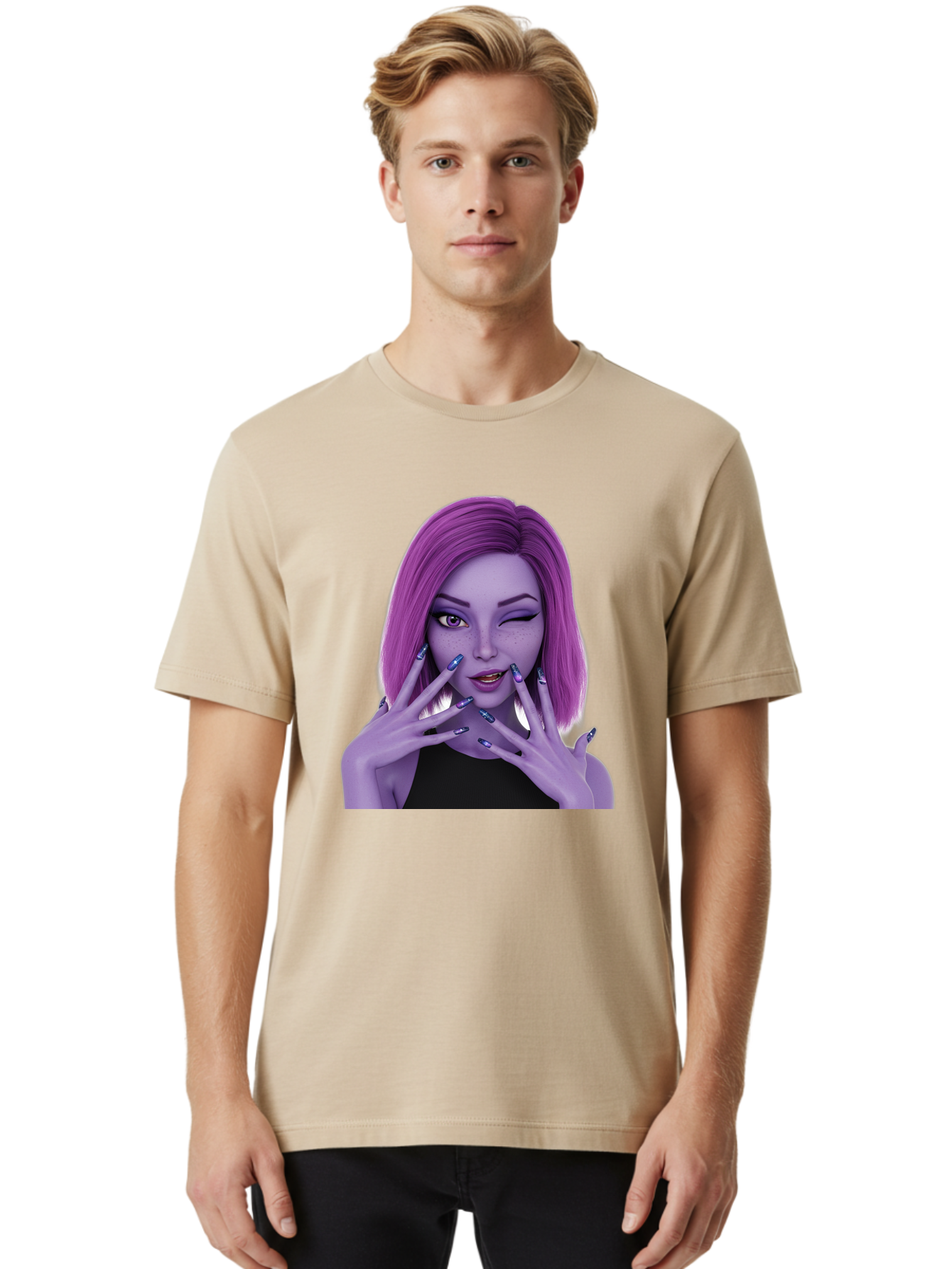 Purple-Woman-Portrait Men'S Graphic Tee, 100% Cotton, Comfortable Casual Summer Wear, Machine Washable, Vintage Camera, Old Camera, Antique Camera, Black Camera, Classic Photography, Photography Equipment, Nostalgic Device, Film Camera, Bal190