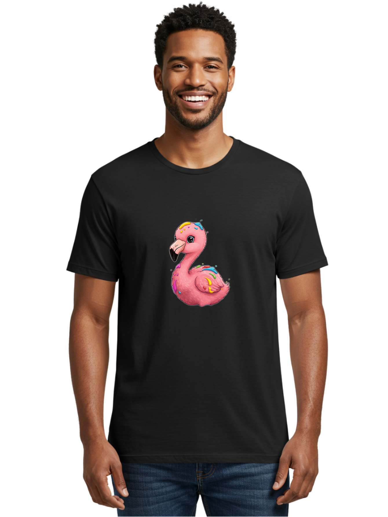 Rainbow-Flamingo Men'S Graphic Tee, 100% Cotton, Comfortable Casual Summer Wear, Machine Washable, Vintage Camera, Old Camera, Antique Camera, Black Camera, Classic Photography, Photography Equipment, Nostalgic Device, Film Camera, Camera Art Bal197