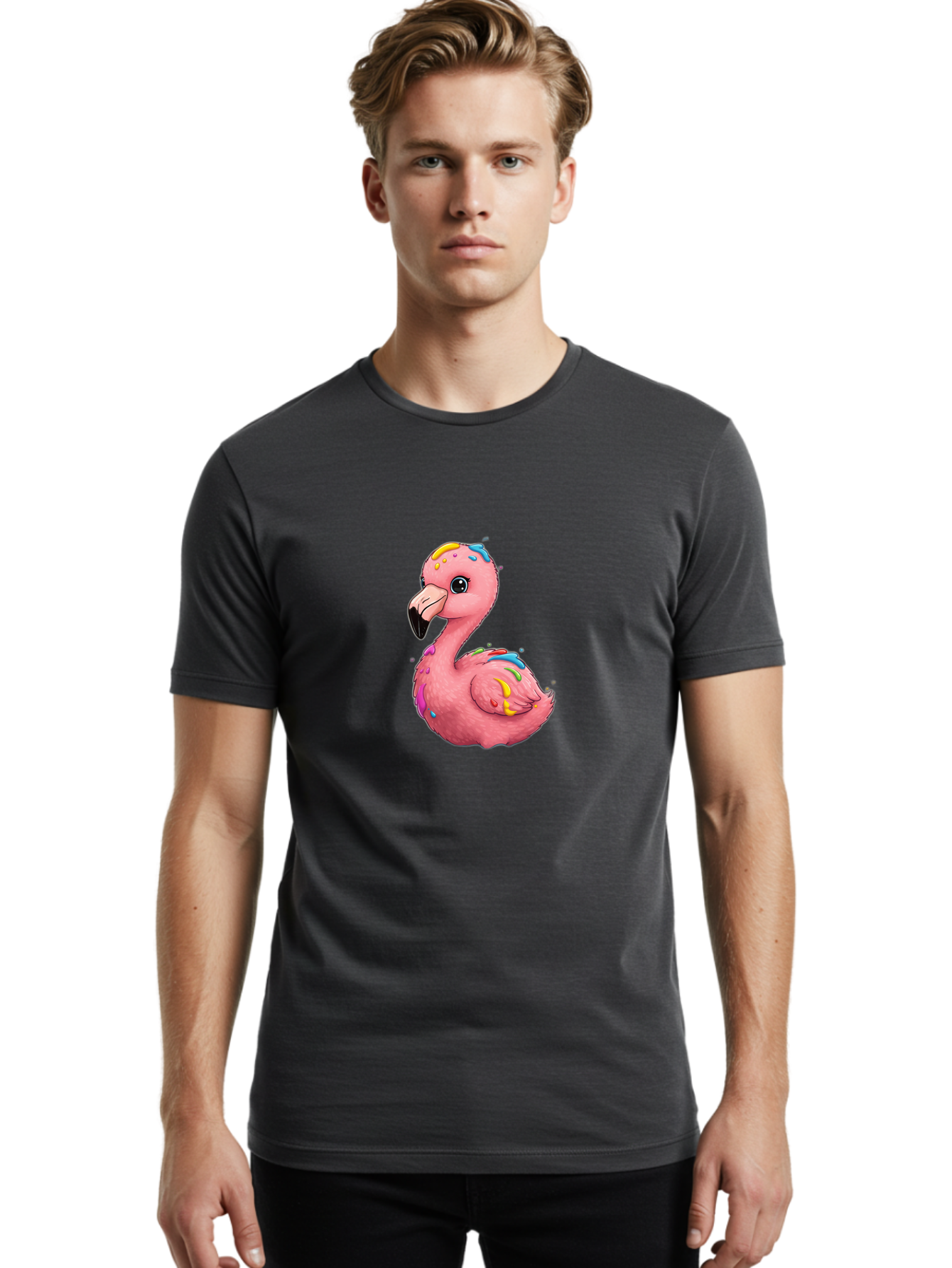 Rainbow-Flamingo Men'S Graphic Tee, 100% Cotton, Comfortable Casual Summer Wear, Machine Washable, Vintage Camera, Old Camera, Antique Camera, Black Camera, Classic Photography, Photography Equipment, Nostalgic Device, Film Camera, Camera Art Bal197