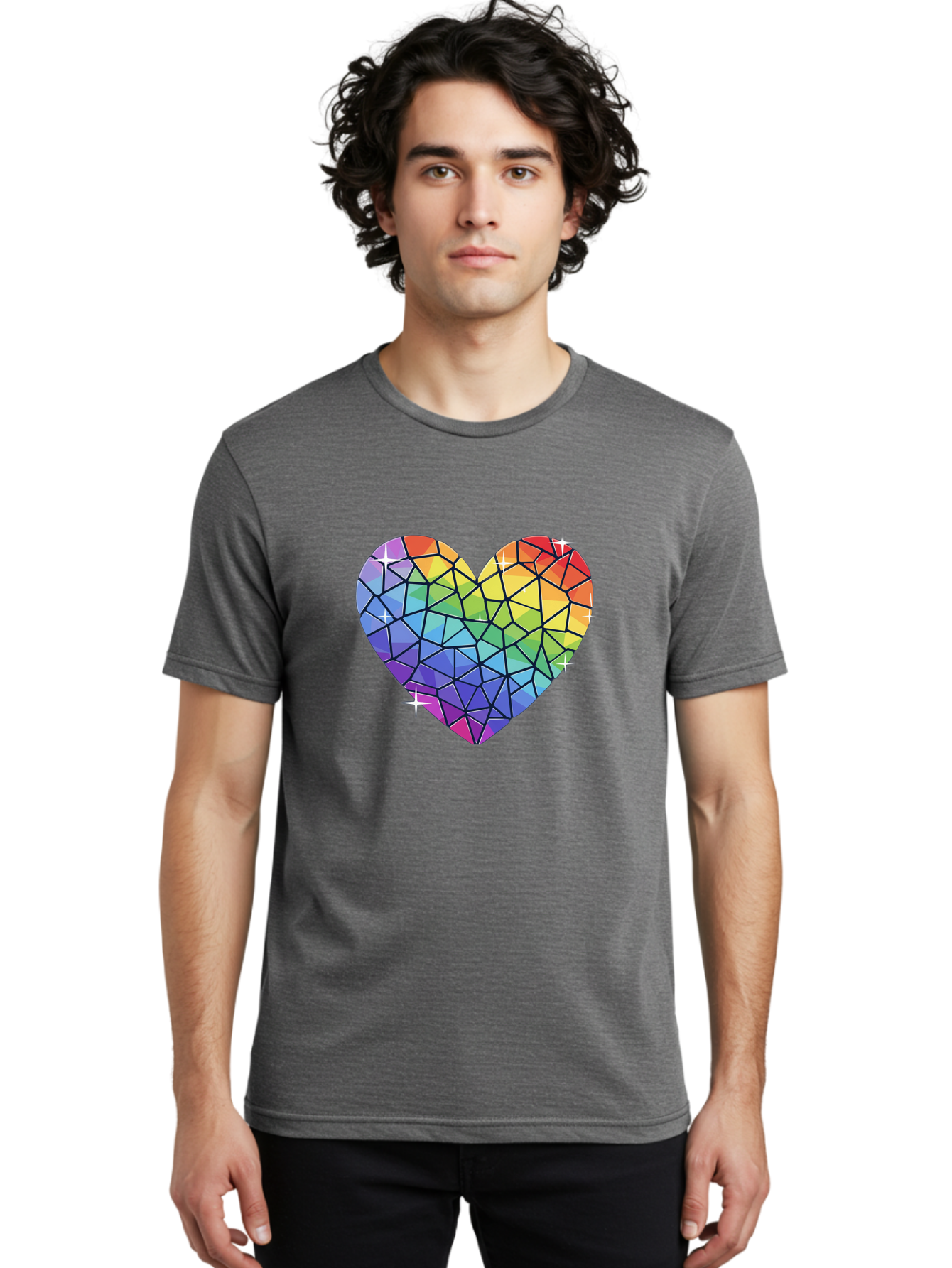 Rainbow-Mosaic-Heart Men'S Graphic Tee, 100% Cotton, Comfortable Casual Summer Wear, Machine Washable, Vintage Camera, Old Camera, Antique Camera, Black Camera, Classic Photography, Photography Equipment, Nostalgic Device, Film Camera, Bal199