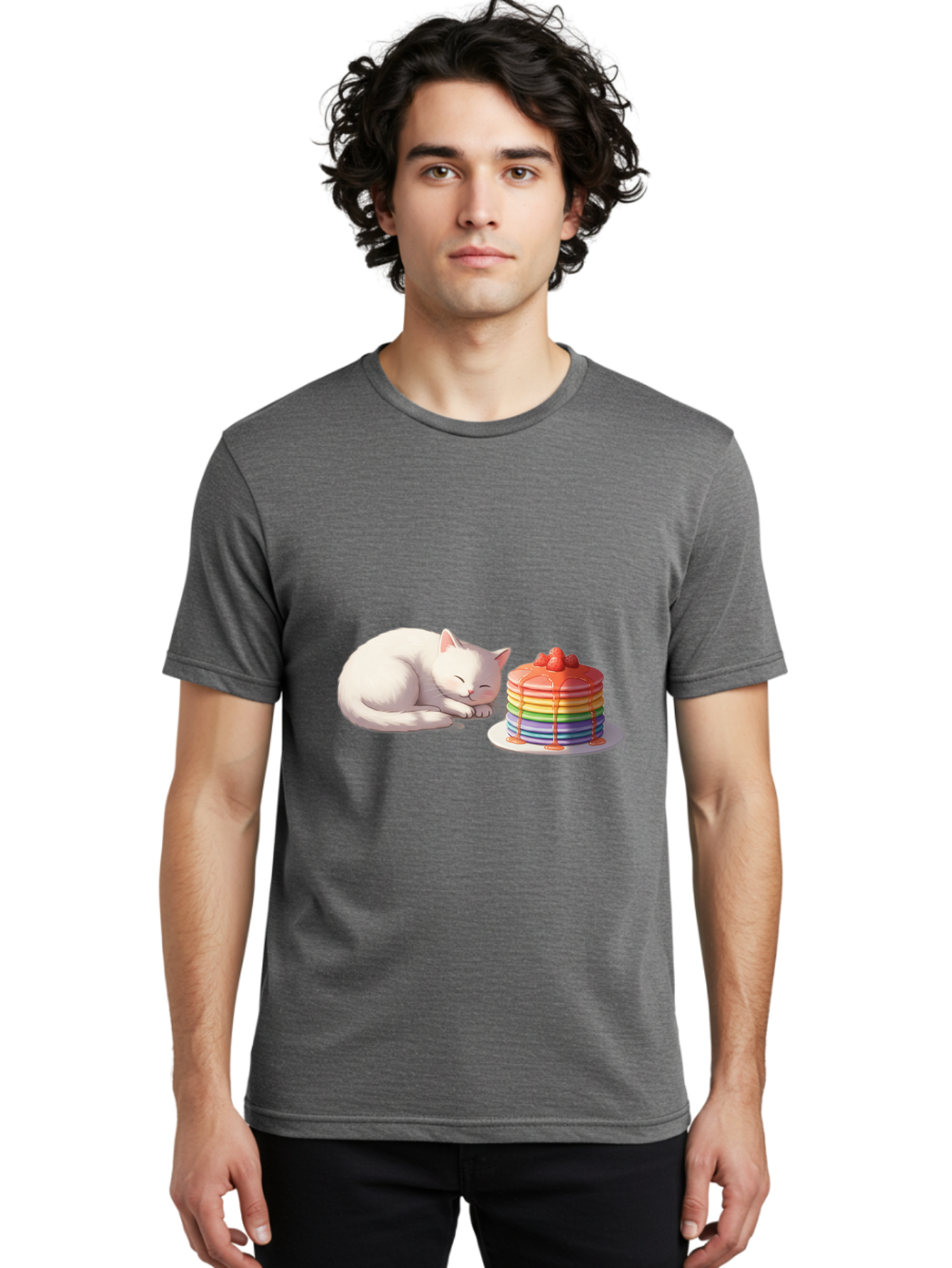 Rainbow-Pancakes-And-Cat Men'S Graphic Tee, 100% Cotton, Comfortable Casual Summer Wear, Machine Washable, Vintage Camera, Old Camera, Antique Camera, Black Camera, Classic Photography, Photography Equipment, Nostalgic Device, Film Camera, Bal200