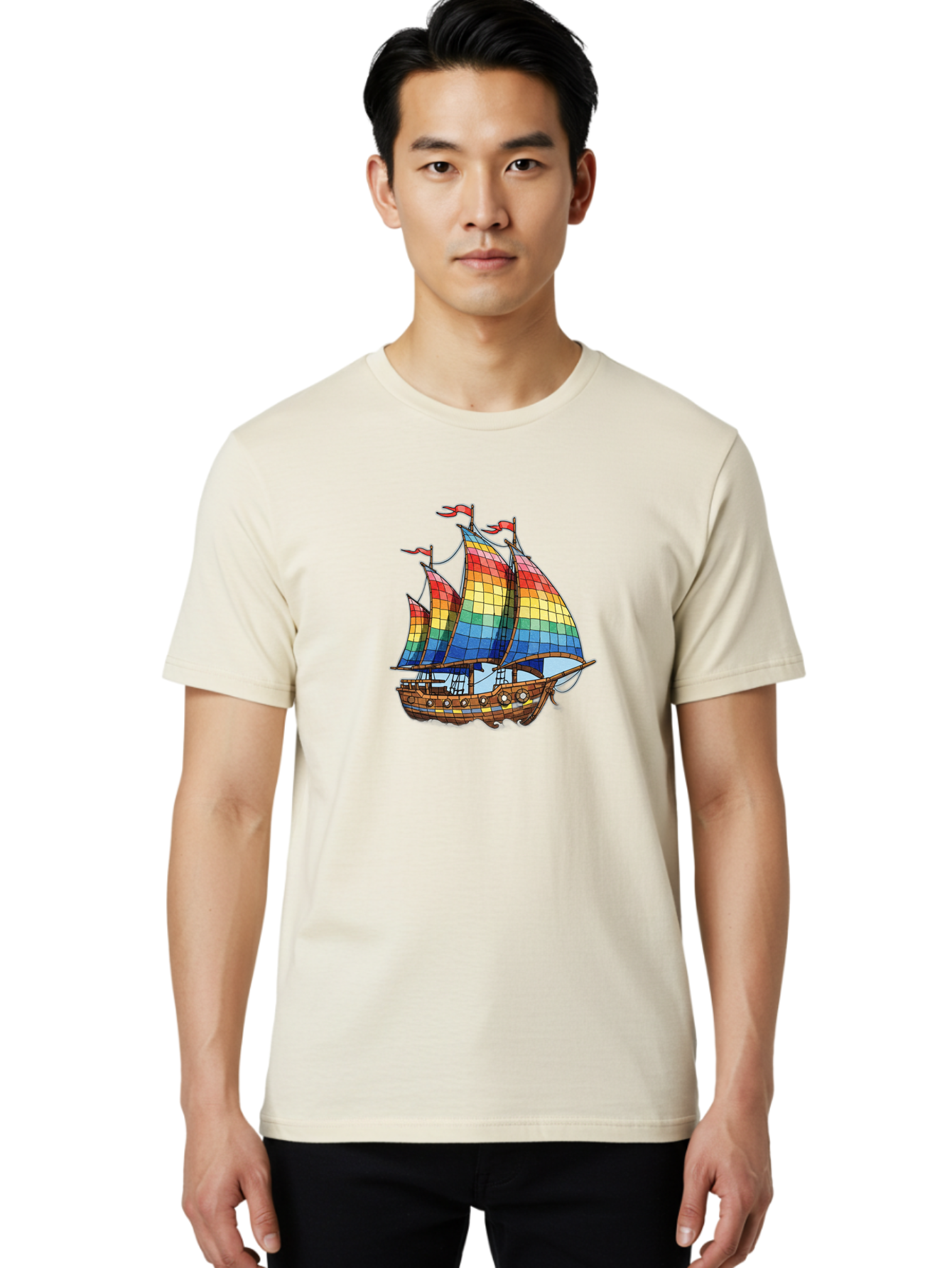 Rainbow-Sailboat Men'S Graphic Tee, 100% Cotton, Comfortable Casual Summer Wear, Machine Washable, Vintage Camera, Old Camera, Antique Camera, Black Camera, Classic Photography, Photography Equipment, Nostalgic Device, Film Camera, Camera Art Bal201