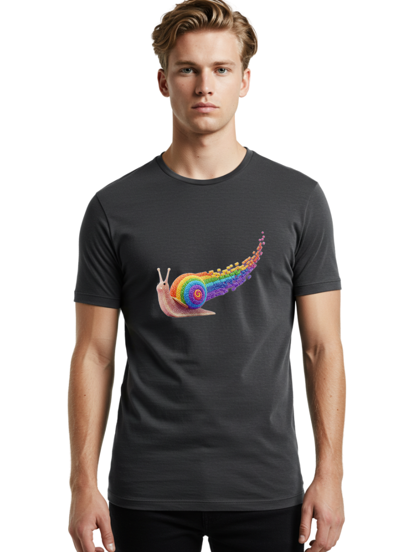 Rainbow-Snail-1 Men'S Graphic Tee, 100% Cotton, Comfortable Casual Summer Wear, Machine Washable, Vintage Camera, Old Camera, Antique Camera, Black Camera, Classic Photography, Photography Equipment, Nostalgic Device, Film Camera, Camera Art Bal202