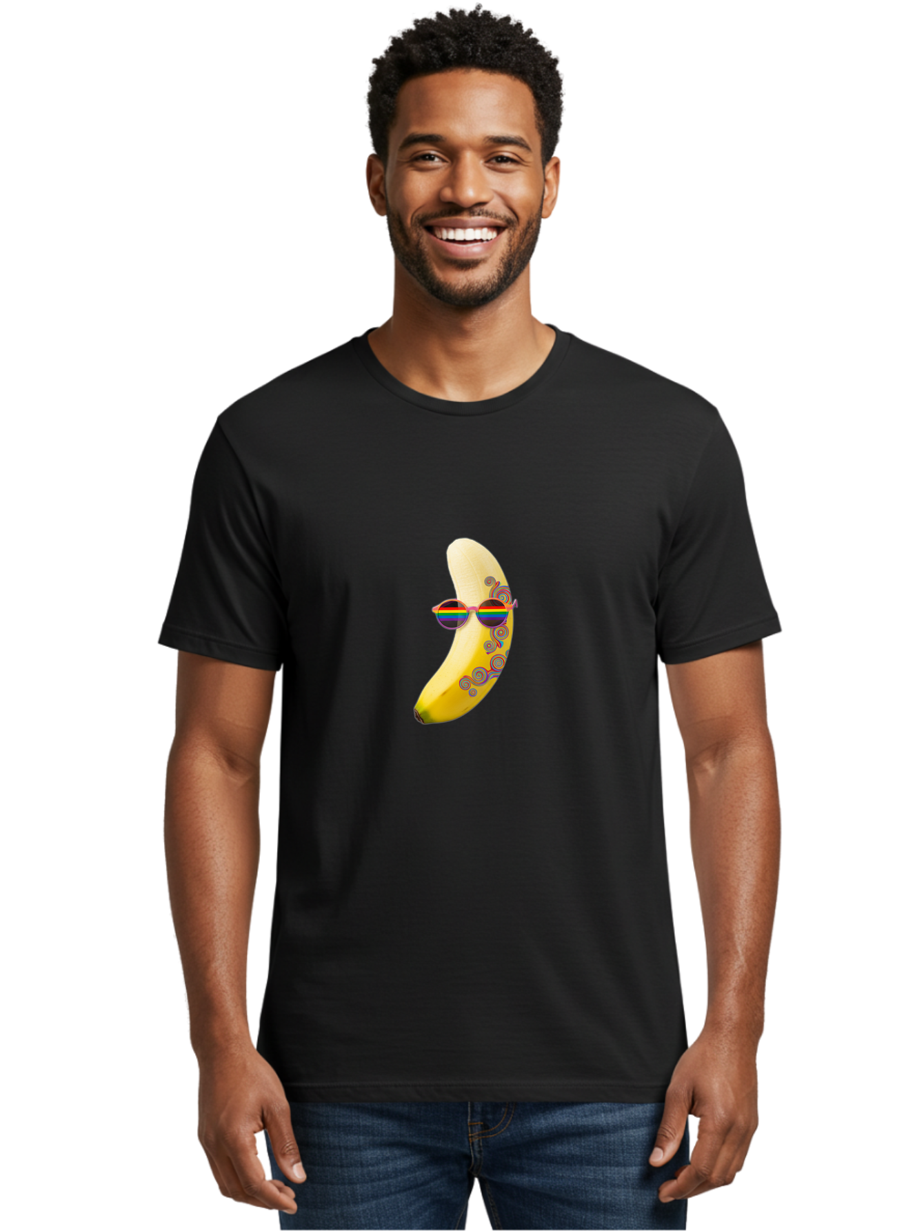 Rainbow-Sunglasses-Banana Men'S Graphic Tee, 100% Cotton, Comfortable Casual Summer Wear, Machine Washable, Vintage Camera, Old Camera, Antique Camera, Black Camera, Classic Photography, Photography Equipment, Nostalgic Device, Film Camera, Bal205