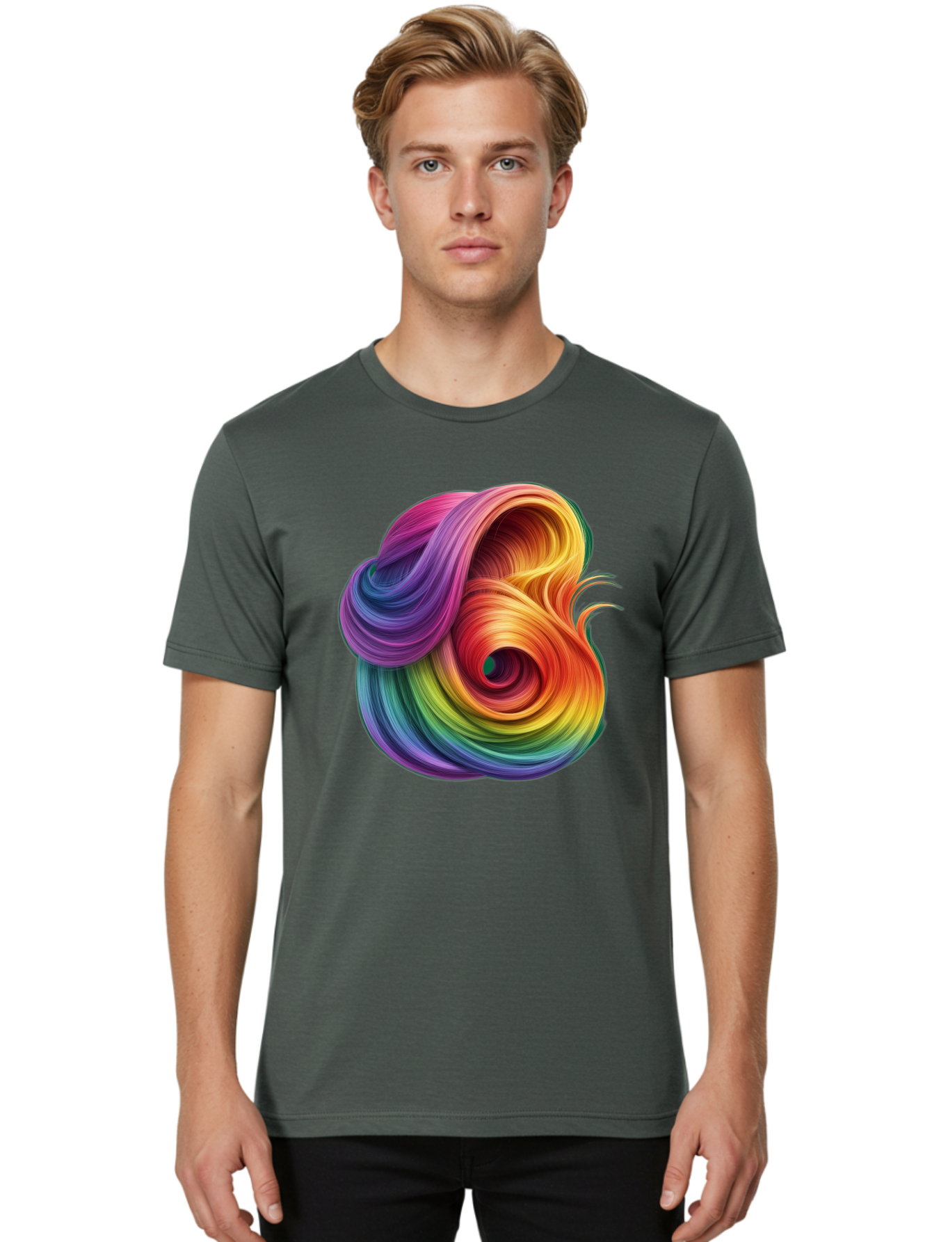 Rainbow-Swirl Men'S Graphic Tee, 100% Cotton, Comfortable Casual Summer Wear, Machine Washable, Vintage Camera, Old Camera, Antique Camera, Black Camera, Classic Photography, Photography Equipment, Nostalgic Device, Film Camera, Camera Art Bal206