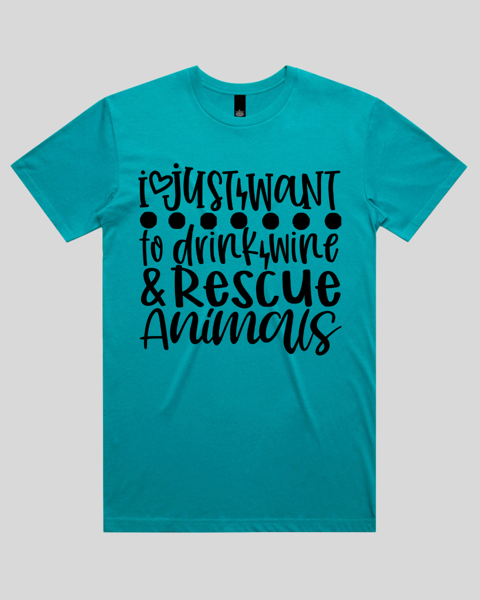 I just want to drink wine & rescue animals Men's T-Shirt