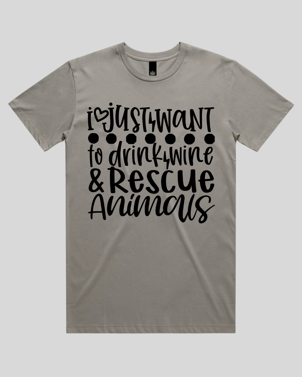 I just want to drink wine & rescue animals Men's T-Shirt