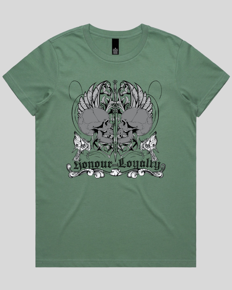 Honour and Loyalty Skull Womens T-Shirt