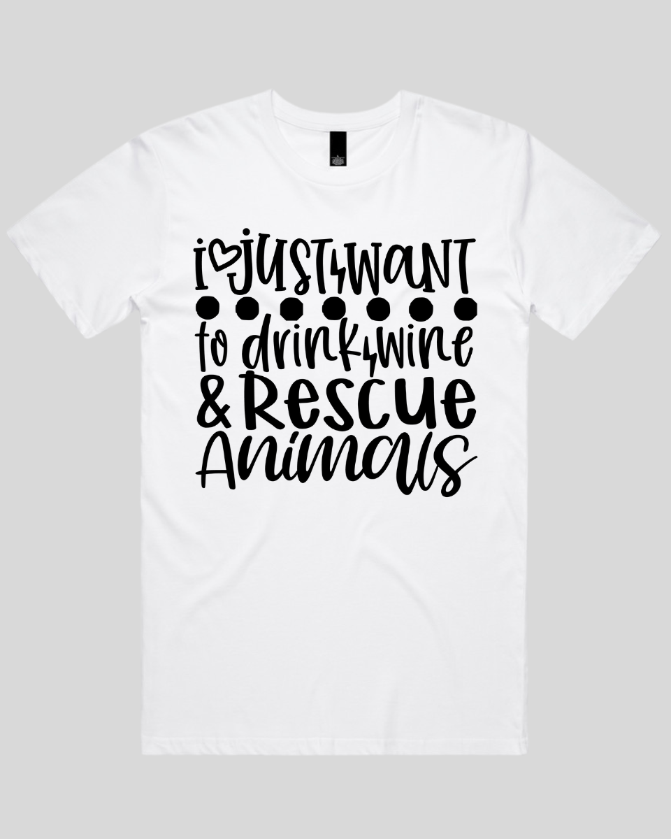 I just want to drink wine & rescue animals Men's T-Shirt