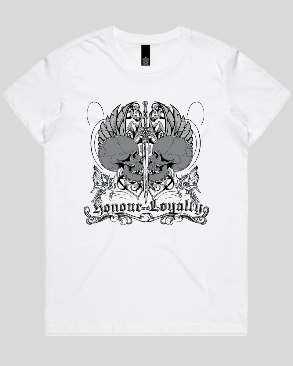 Honour and Loyalty Skull Womens T-Shirt