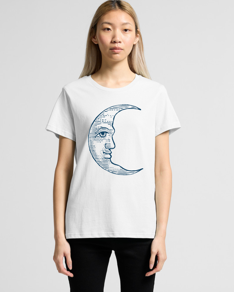 Vintage Crescent Moon Face Women's T-Shirt