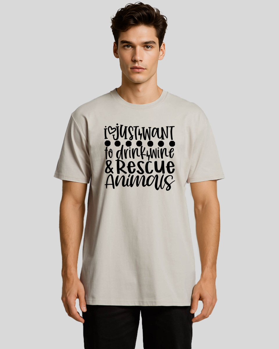 I just want to drink wine & rescue animals Men's T-Shirt