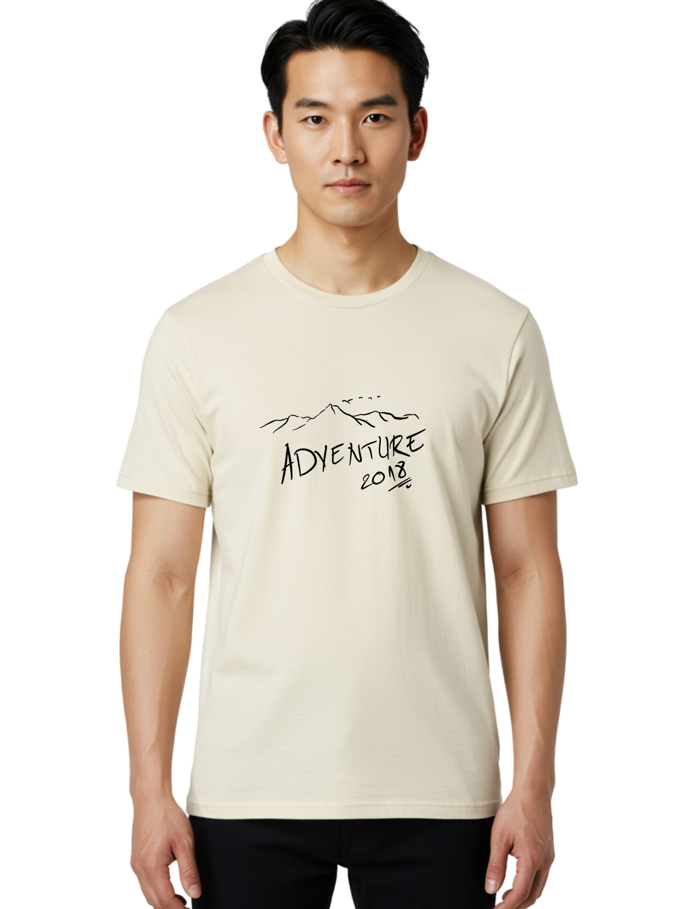 Adventure-2018 Men'S Graphic Tee, 100% Cotton, Comfortable Casual Summer Wear, Machine Washable, Adventure Travel, Outdoor Exploration, Mountain Landscape, Adventure Seeking, Wanderlust, 2018, Exploration Theme, Journey, Travel Inspiration, -  Aaa000