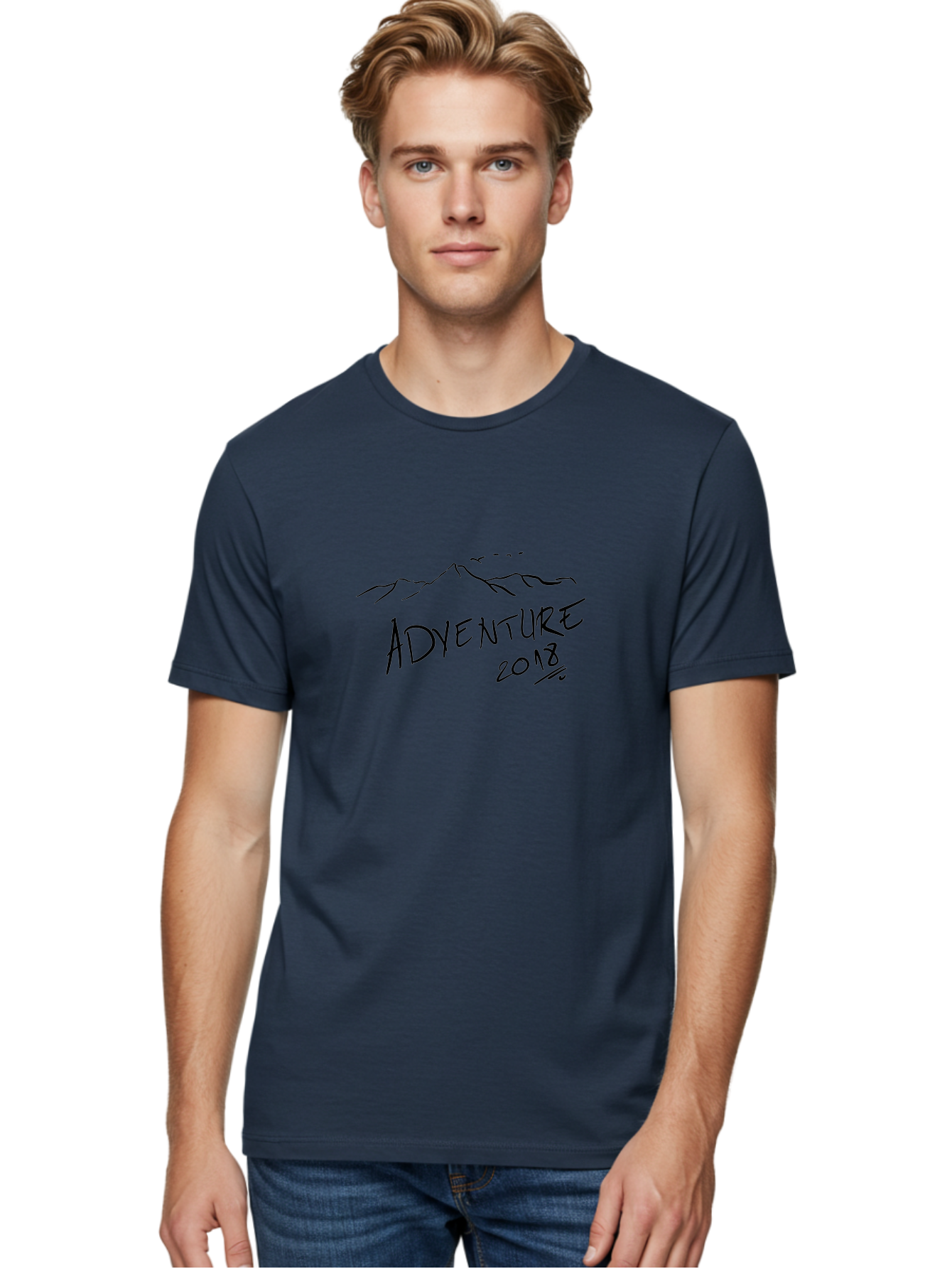 Adventure-2018 Men'S Graphic Tee, 100% Cotton, Comfortable Casual Summer Wear, Machine Washable, Adventure Travel, Outdoor Exploration, Mountain Landscape, Adventure Seeking, Wanderlust, 2018, Exploration Theme, Journey, Travel Inspiration, -  Aaa000