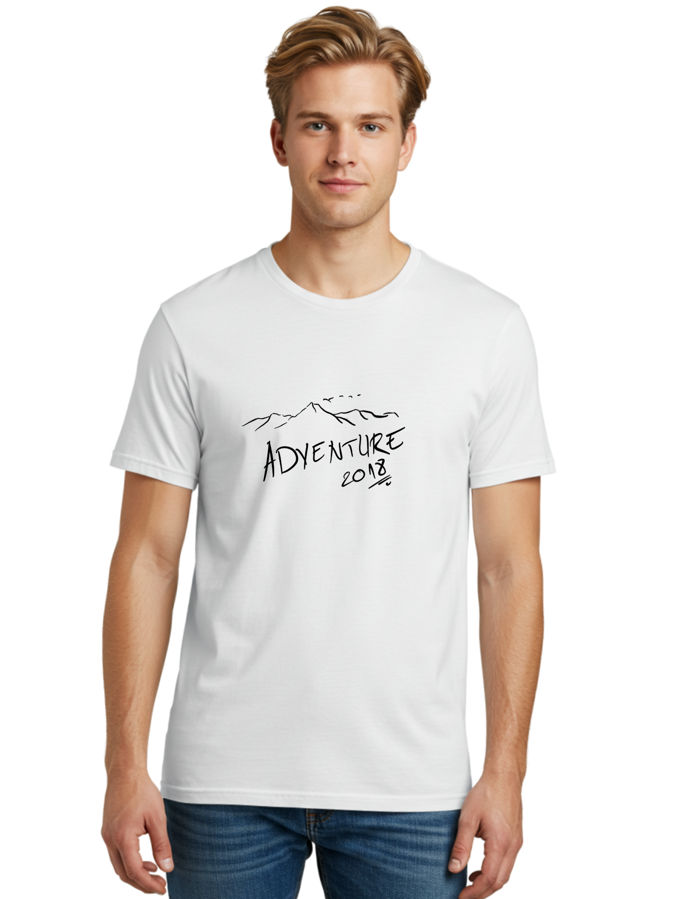 Adventure-2018 Men'S Graphic Tee, 100% Cotton, Comfortable Casual Summer Wear, Machine Washable, Adventure Travel, Outdoor Exploration, Mountain Landscape, Adventure Seeking, Wanderlust, 2018, Exploration Theme, Journey, Travel Inspiration, -  Aaa000