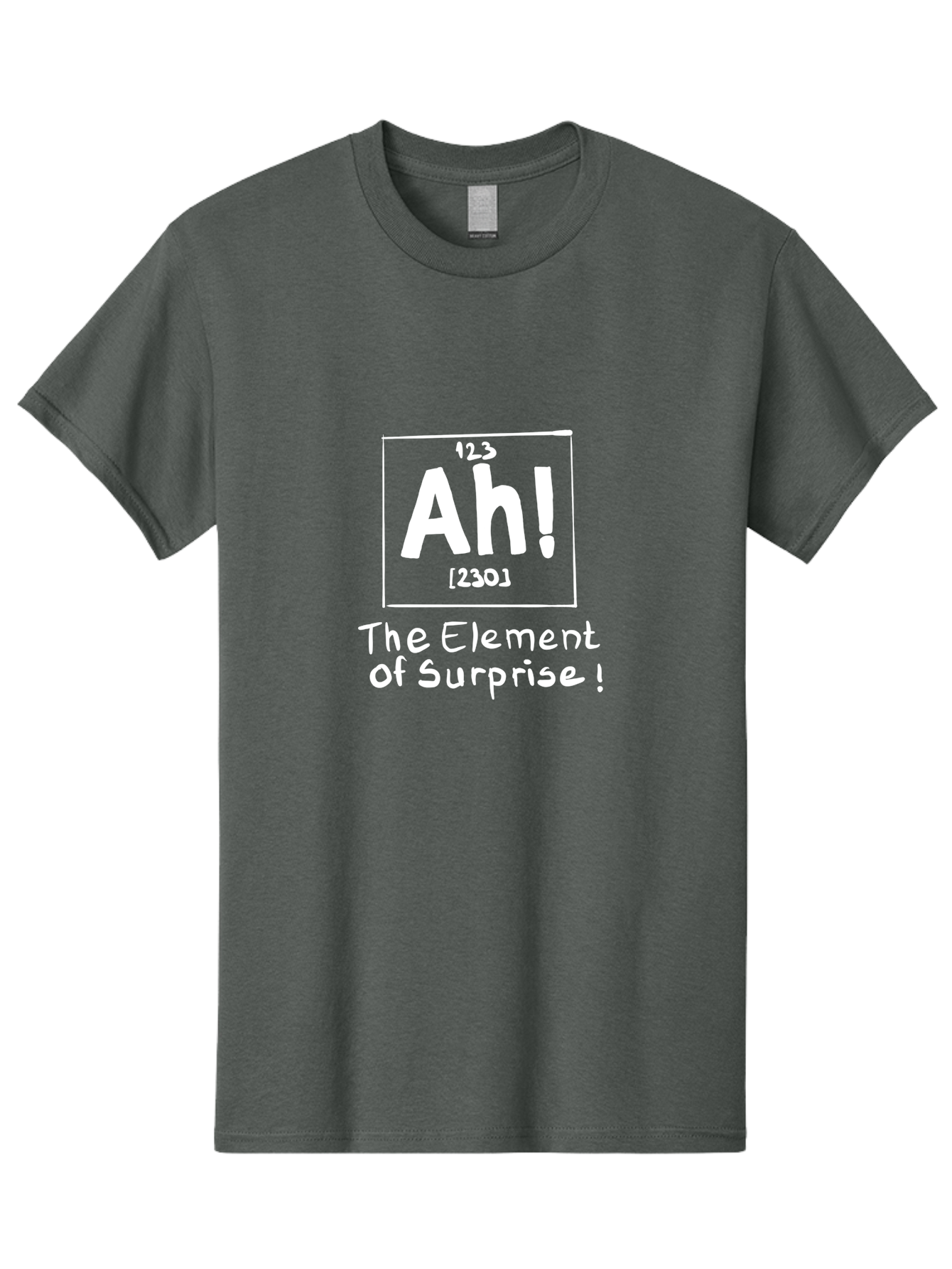 Ah Men'S Graphic Tee, 100% Cotton, Comfortable Casual Summer Wear, Machine Washable, Periodic Table Element, Ah!, Element Of Surprise, Humorous Science, Playful Chemistry, Novelty Design, Witty Periodic Table -  Aaa001