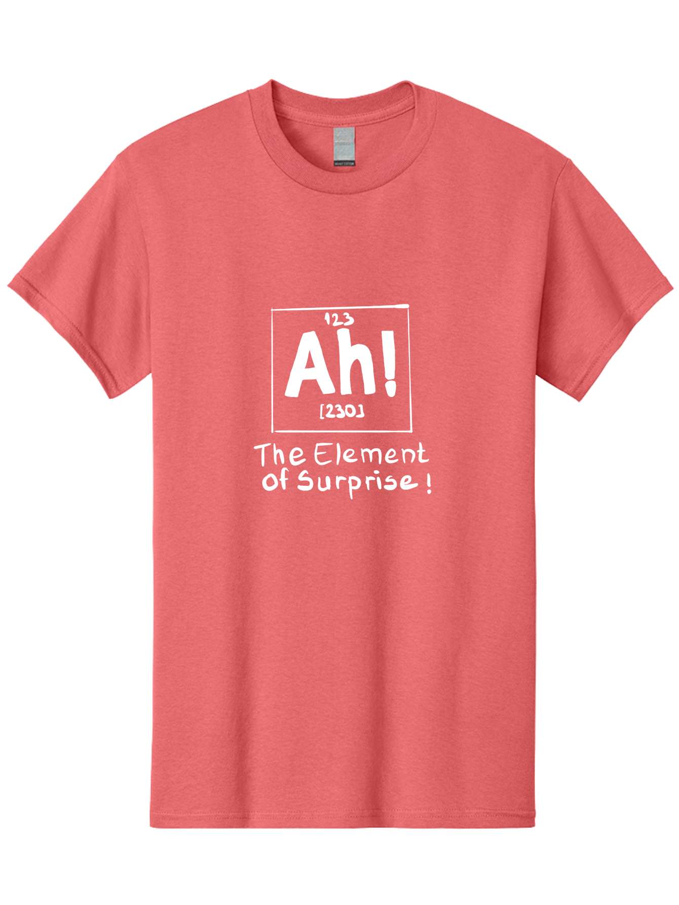 Ah Men'S Graphic Tee, 100% Cotton, Comfortable Casual Summer Wear, Machine Washable, Periodic Table Element, Ah!, Element Of Surprise, Humorous Science, Playful Chemistry, Novelty Design, Witty Periodic Table -  Aaa001