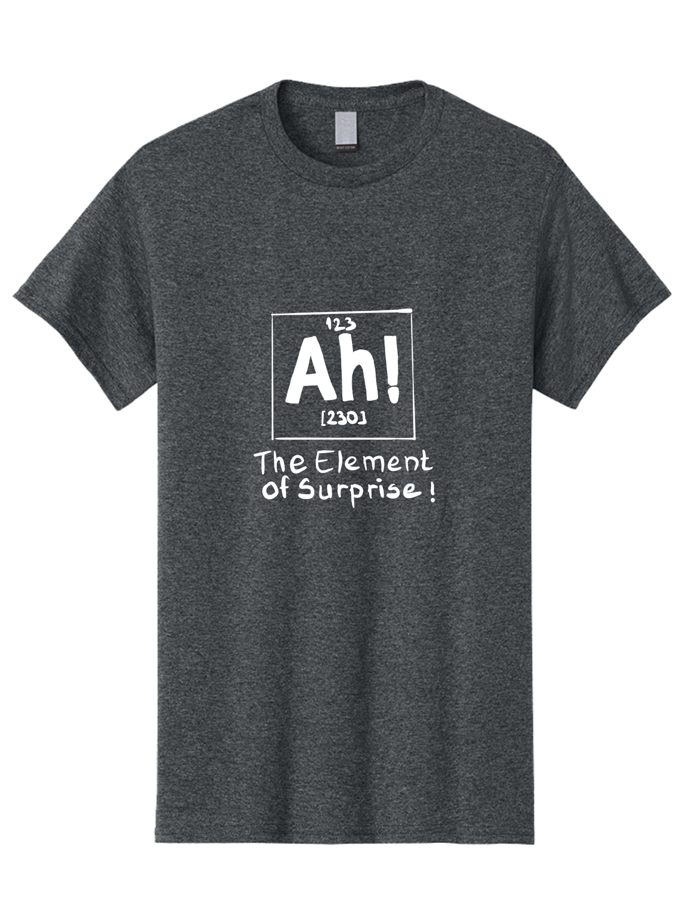 Ah Men'S Graphic Tee, 100% Cotton, Comfortable Casual Summer Wear, Machine Washable, Periodic Table Element, Ah!, Element Of Surprise, Humorous Science, Playful Chemistry, Novelty Design, Witty Periodic Table -  Aaa001