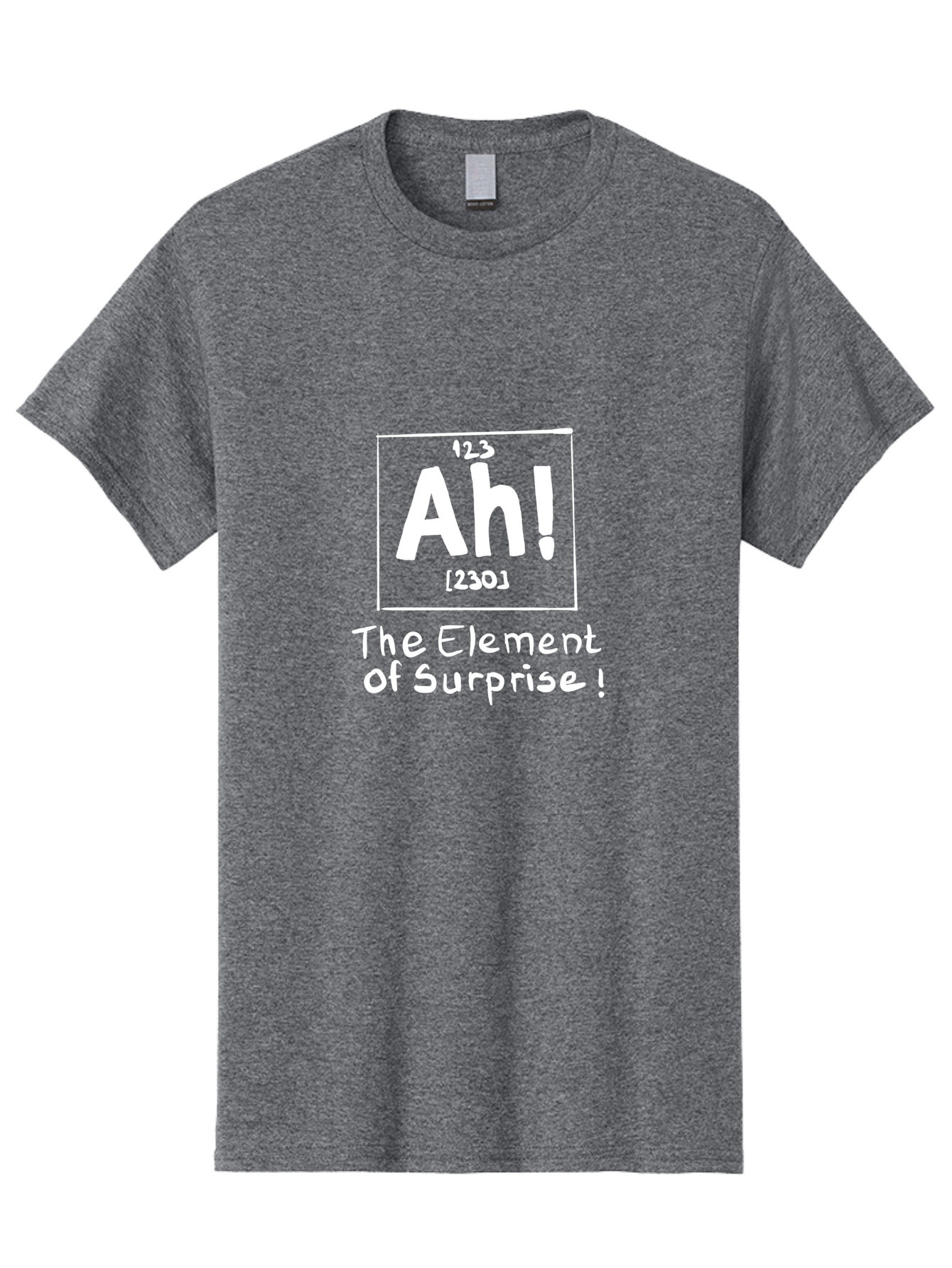 Ah Men'S Graphic Tee, 100% Cotton, Comfortable Casual Summer Wear, Machine Washable, Periodic Table Element, Ah!, Element Of Surprise, Humorous Science, Playful Chemistry, Novelty Design, Witty Periodic Table -  Aaa001