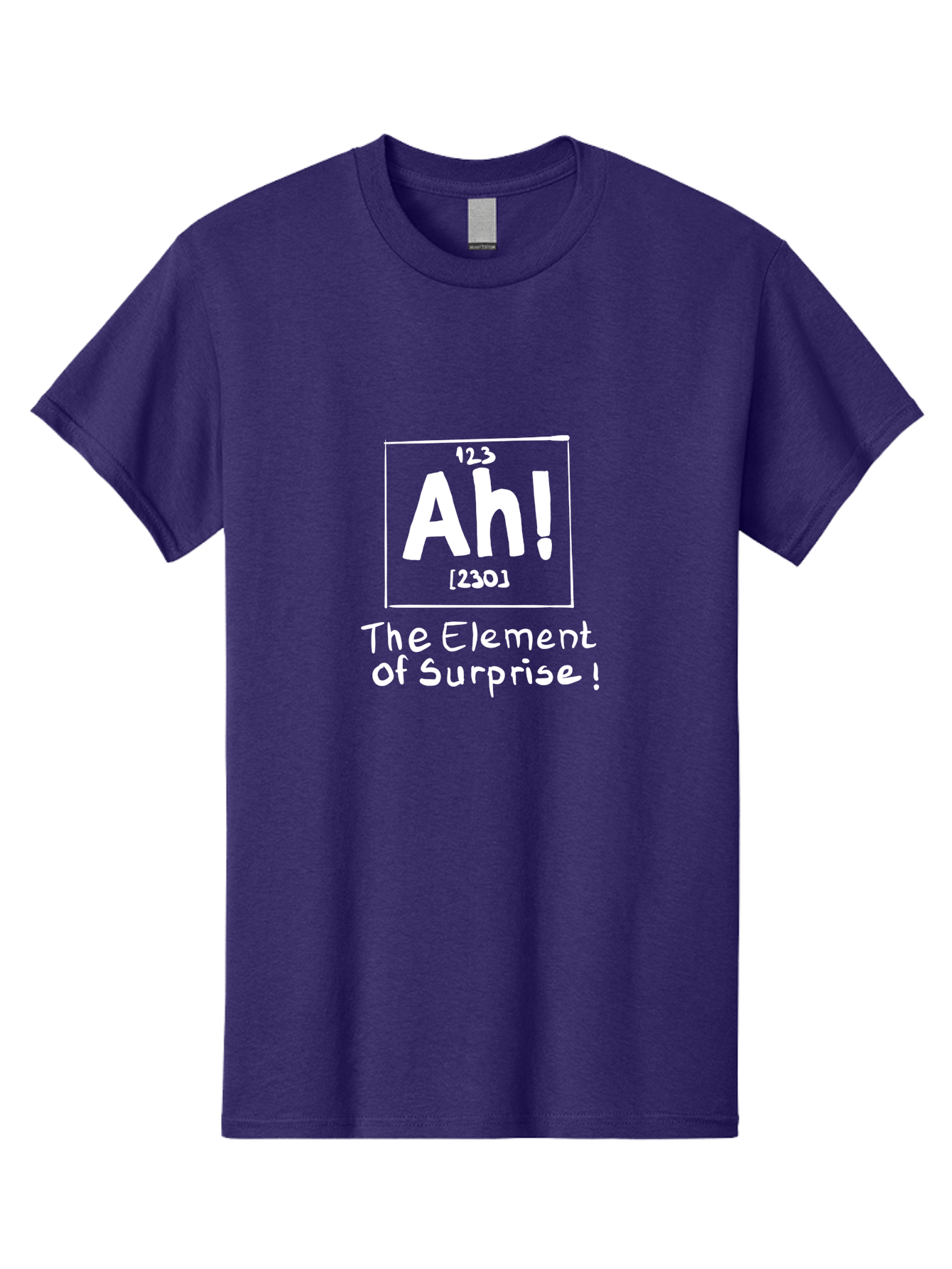 Ah Men'S Graphic Tee, 100% Cotton, Comfortable Casual Summer Wear, Machine Washable, Periodic Table Element, Ah!, Element Of Surprise, Humorous Science, Playful Chemistry, Novelty Design, Witty Periodic Table -  Aaa001