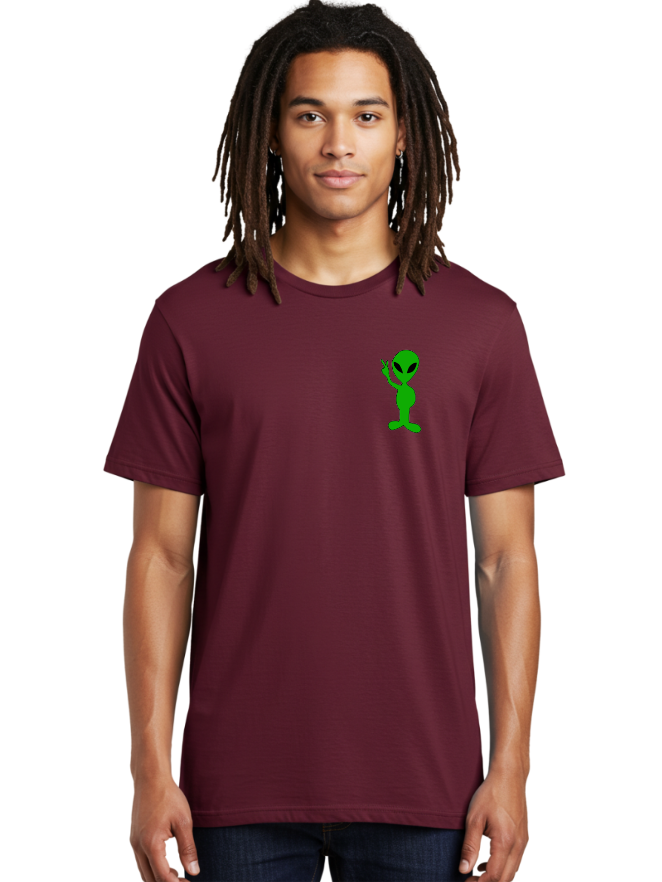 Alien Men'S Graphic Tee, 100% Cotton, Comfortable Casual Summer Wear, Machine Washable, Cartoon Alien, Science Fiction Character, Extraterrestrial Being, Funny Alien, Alien Waving, Pop Culture Icon, Alien Illustration, Humorous Design, -  Aaa004