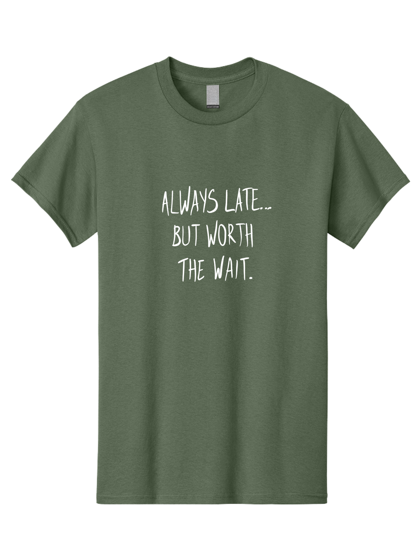 Always-Late-But-Worth-The-Wait Men'S Graphic Tee, 100% Cotton, Comfortable Casual Summer Wear, Machine Washable, Funny Quote, Inspirational Quote, Waiting Is Worth It, Patience Is A Virtue, Motivational Saying, Humor, Witty Phrase, -  Aaa005