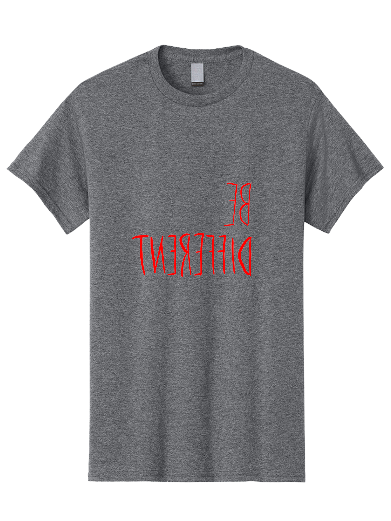 Be-Different Men'S Graphic Tee, 100% Cotton, Comfortable Casual Summer Wear, Machine Washable, Inspirational Quote, Motivational Text, Bold Font, Red Lettering, Quirky Typography, Self-Expression, Individuality, Unique Style, -  Aaa009