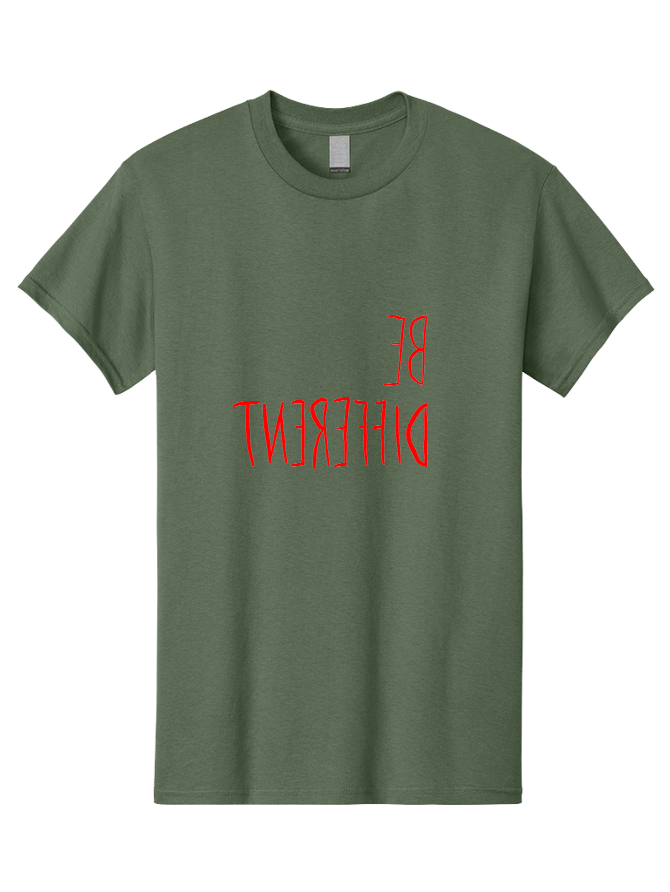 Be-Different Men'S Graphic Tee, 100% Cotton, Comfortable Casual Summer Wear, Machine Washable, Inspirational Quote, Motivational Text, Bold Font, Red Lettering, Quirky Typography, Self-Expression, Individuality, Unique Style, -  Aaa009