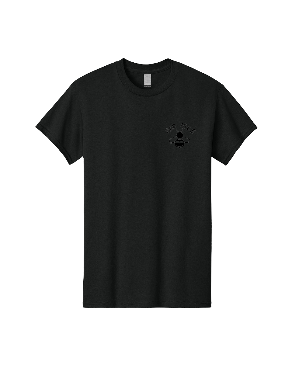 Bee-Nice Men'S Graphic Tee, 100% Cotton, Comfortable Casual Summer Wear, Machine Washable, Bee Illustration, Black And White Bee, Cute Bee, Bee Design, Honey Bee, Kindness Message, Positive Vibes, Bee Graphic, Bee Logo, Inspirational Quote -  Aaa010