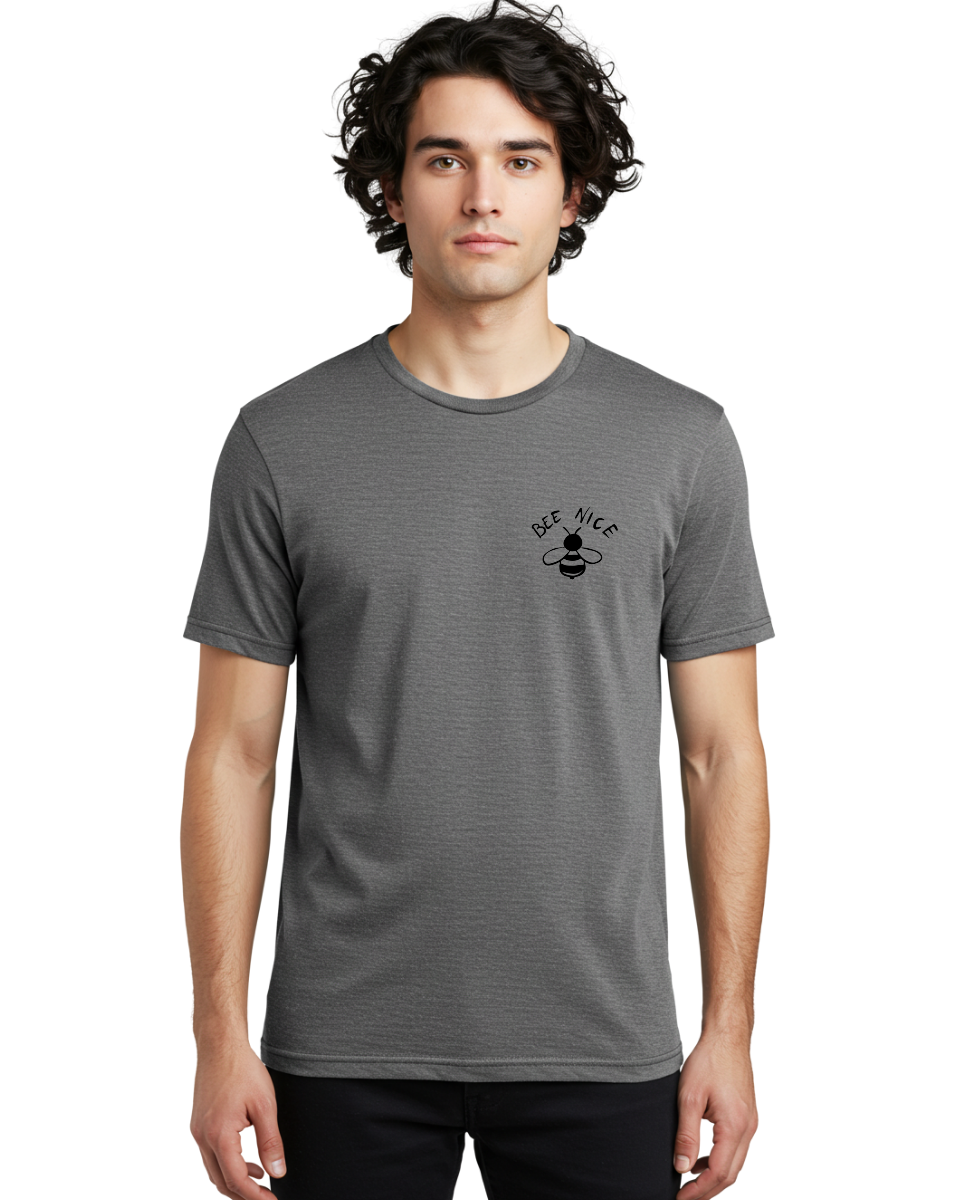 Bee-Nice Men'S Graphic Tee, 100% Cotton, Comfortable Casual Summer Wear, Machine Washable, Bee Illustration, Black And White Bee, Cute Bee, Bee Design, Honey Bee, Kindness Message, Positive Vibes, Bee Graphic, Bee Logo, Inspirational Quote -  Aaa010
