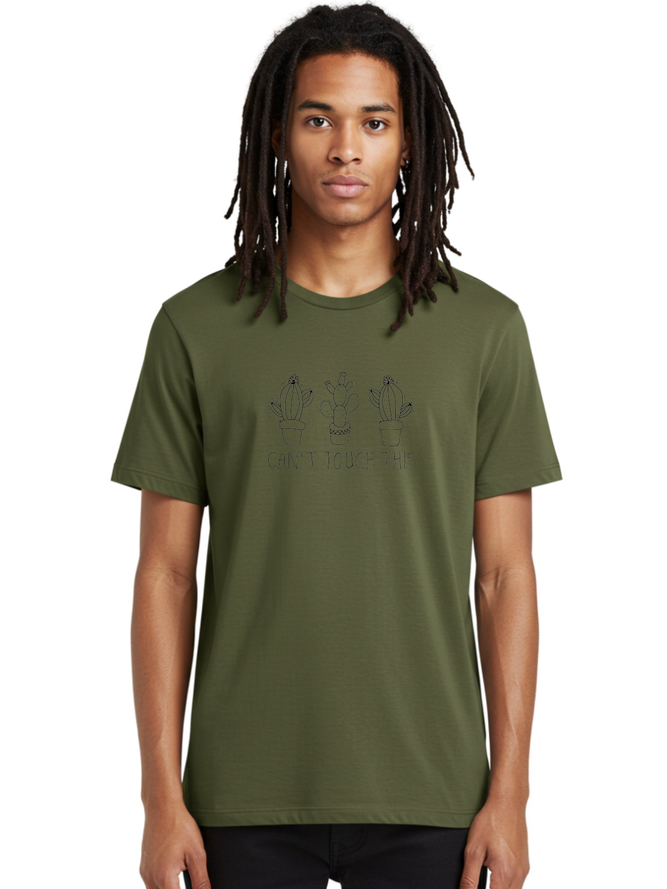 Can-T-Touch-This-Cacti Men'S Graphic Tee, 100% Cotton, Comfortable Casual Summer Wear, Machine Washable, Cacti In Pots, Prickly Plants, Humorous Quote, Playful Typography, Funny Garden, Cactus Puns, Sassy Plants -  Aaa017