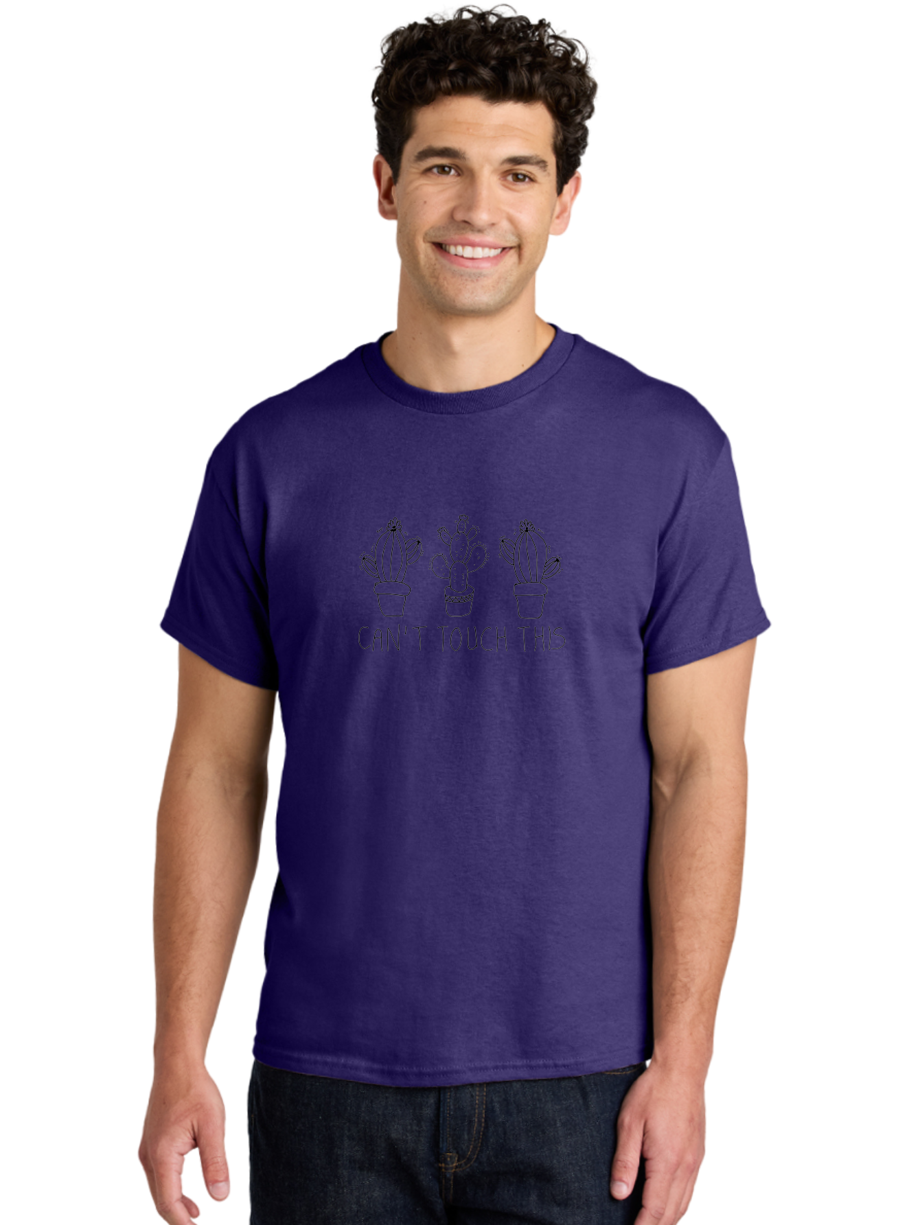 Can-T-Touch-This-Cacti Men'S Graphic Tee, 100% Cotton, Comfortable Casual Summer Wear, Machine Washable, Cacti In Pots, Prickly Plants, Humorous Quote, Playful Typography, Funny Garden, Cactus Puns, Sassy Plants -  Aaa017