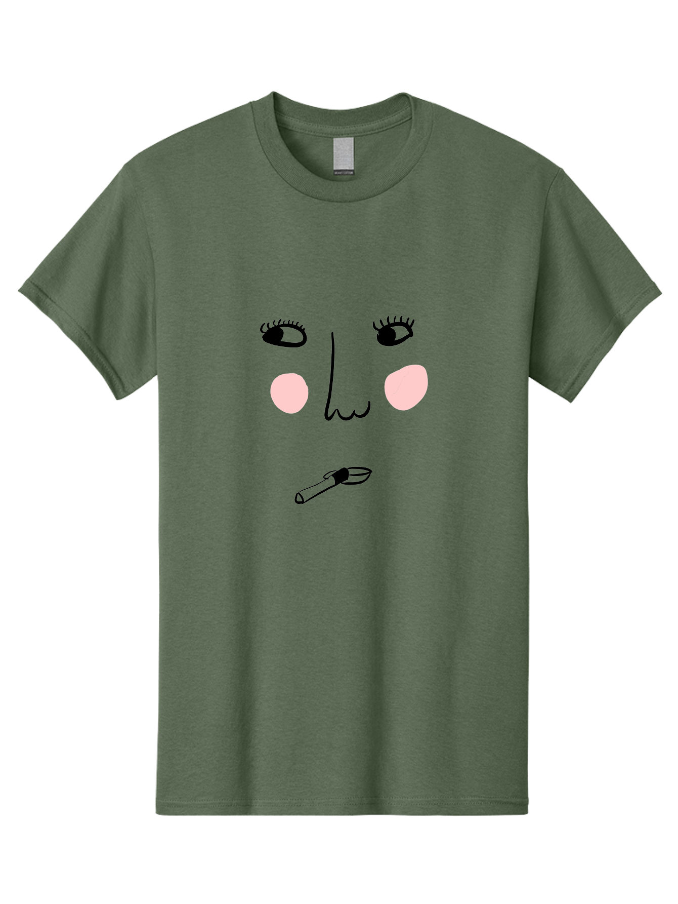 Cigarette-Face Men'S Graphic Tee, 100% Cotton, Comfortable Casual Summer Wear, Machine Washable, Cartoon Face, Whimsical Illustration, Smoking Culture, Cigarette, Quirky Art, Abstract Face, Minimalist Design, Simple Shapes -  Aaa020